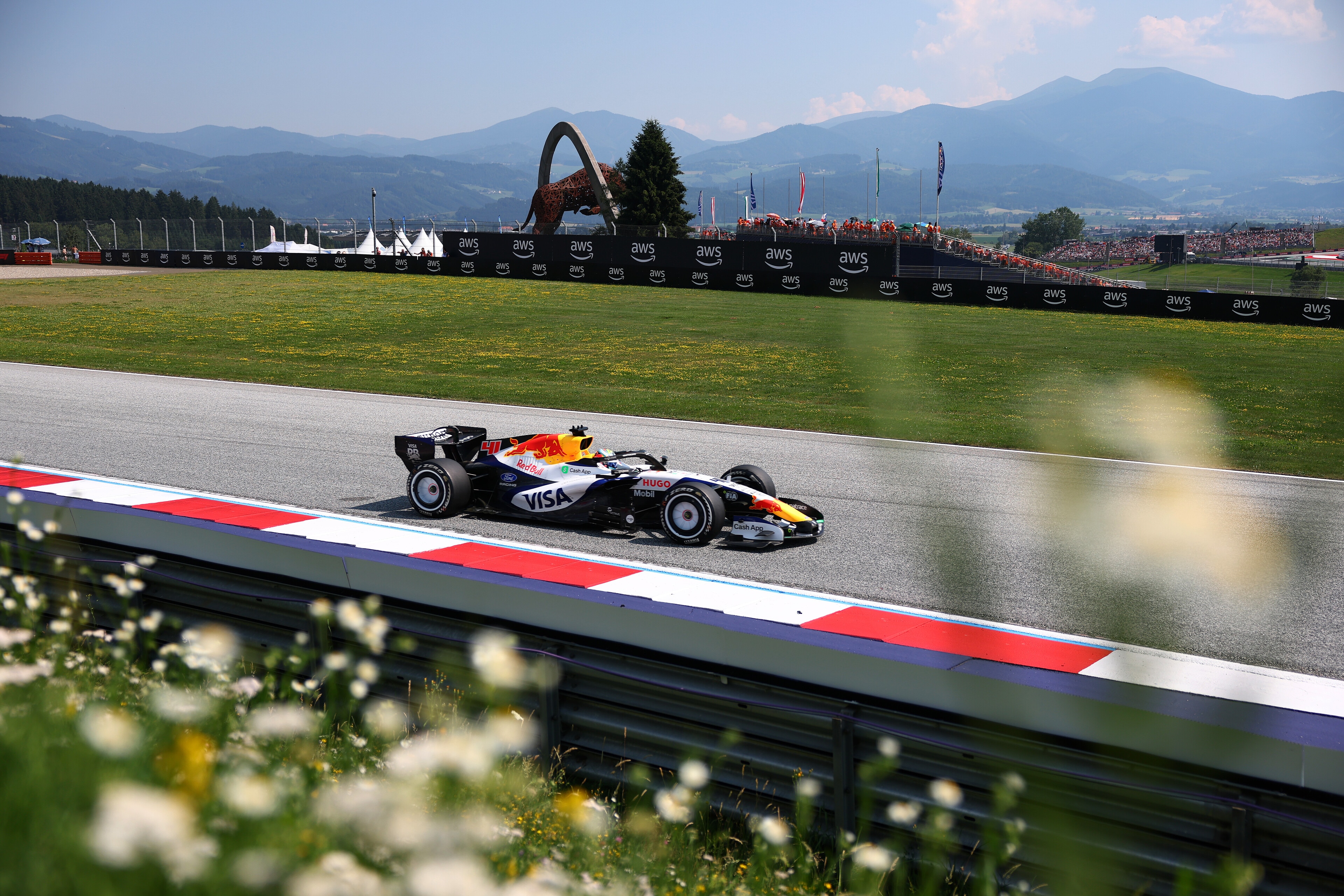SPIELBERG, AUSTRIA - JUNE 28: Arvid Lindblad of Great Britain driving the (41) Visa Cash App Racing Bulls VCARB 03 RB Ford on track during the F1 Grand Prix of Austria at Red Bull Ring on June 28, 2026 in Spielberg, Austria. (Photo by Clive Rose/Getty Images) // Getty Images / Red Bull Content Pool // SI202606280734 // Usage for editorial use only //