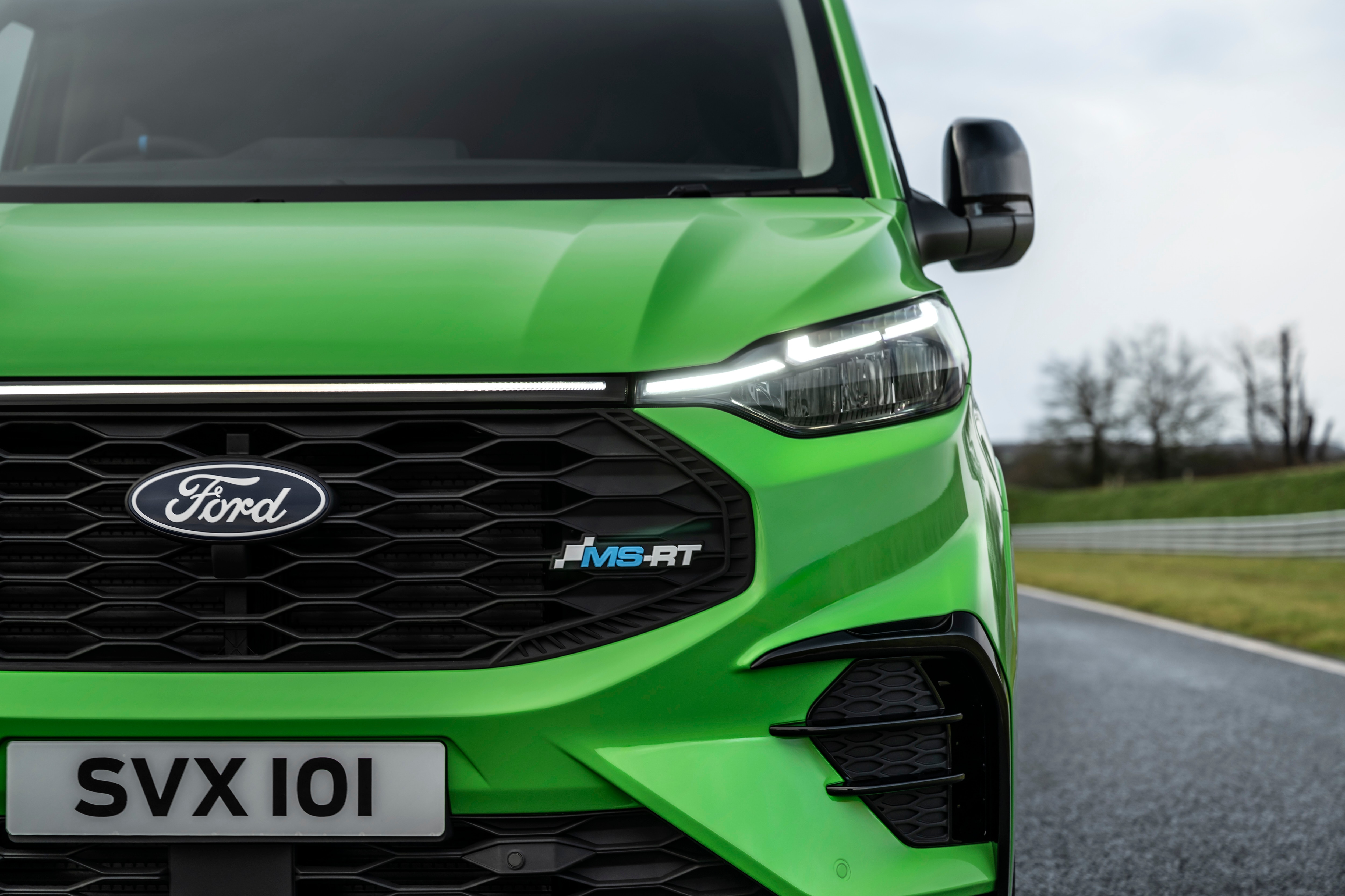 front grill of a green van