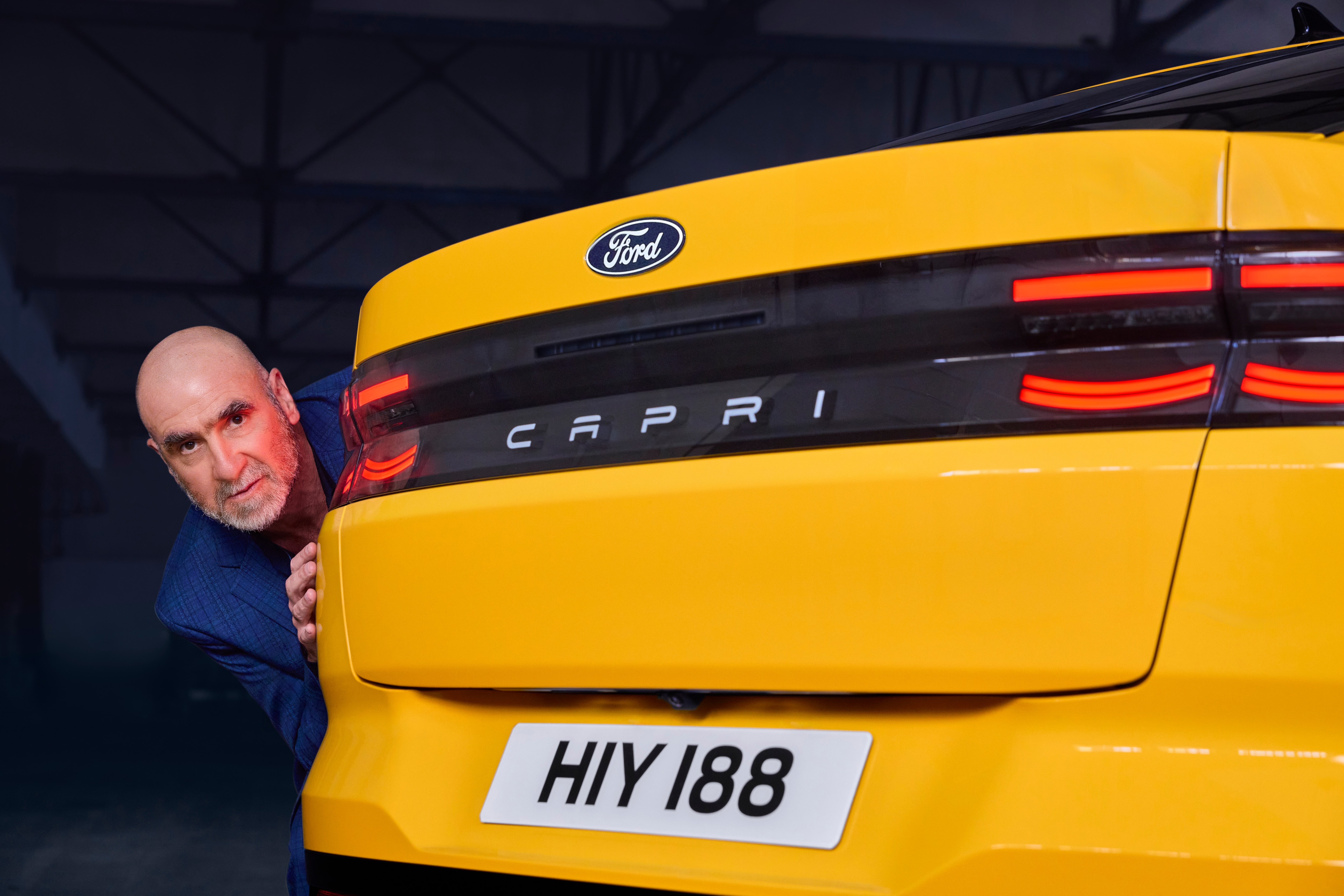 Two iconic and unmistakeable legends; Eric Cantona & Ford reveal the new all-electric Ford Capri. LICENSE EXPIRES: 10.07.2026 - LICENSE BY: LICENSE SCOPE: A - Earned editorial, press releases, press kits. B - All non-broadcast digital and online media. C - All non-broadcast digital and online media, plus Retail and POS (showrooms, events etc). REGION: Europe COPYRIGHT AND IMAGE RIGHTS: This content is solely for editorial use and for providing individual users with information. Any storage in databases, or any distribution to third parties within the scope of commercial use, or for commercial use is permitted with written consent from Ford of Europe only.