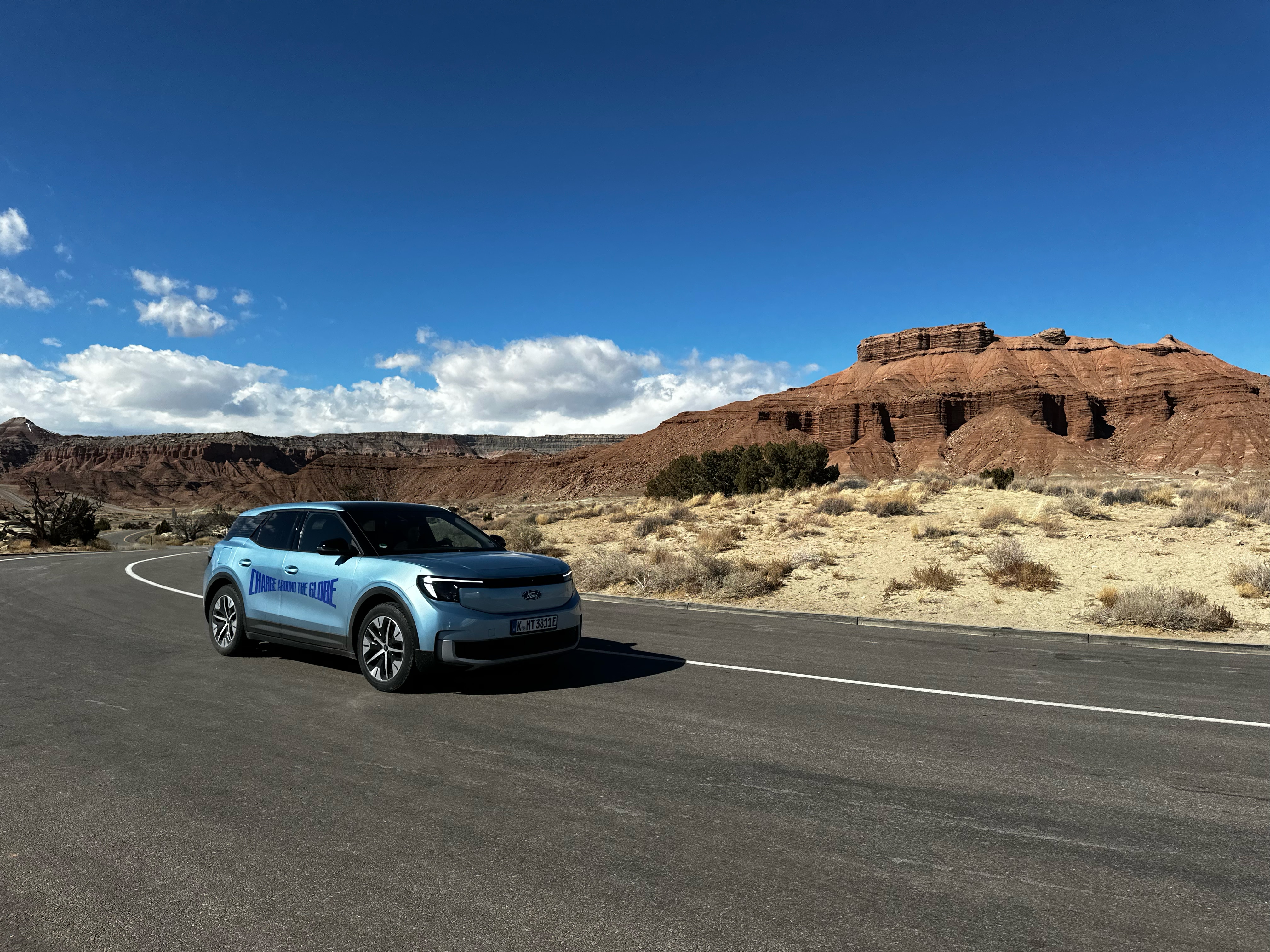 car on desert road