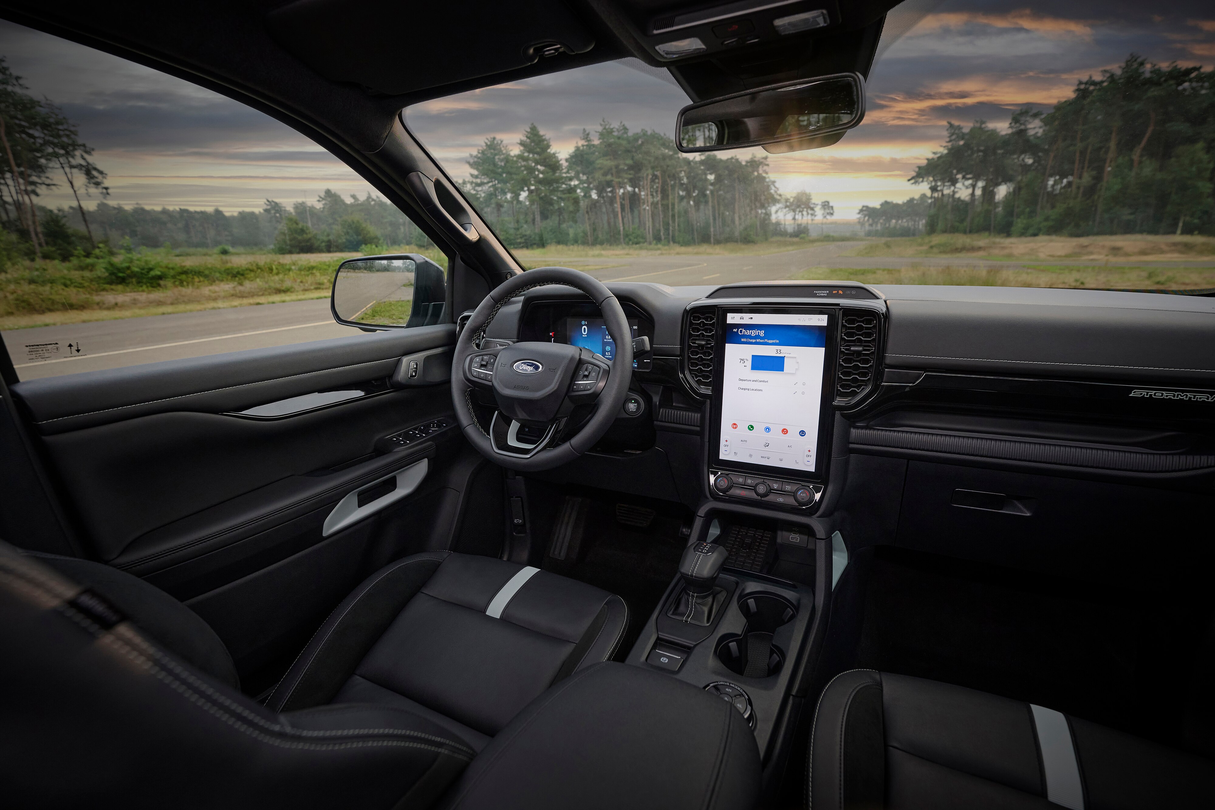 interior shot of a pickup dashboard