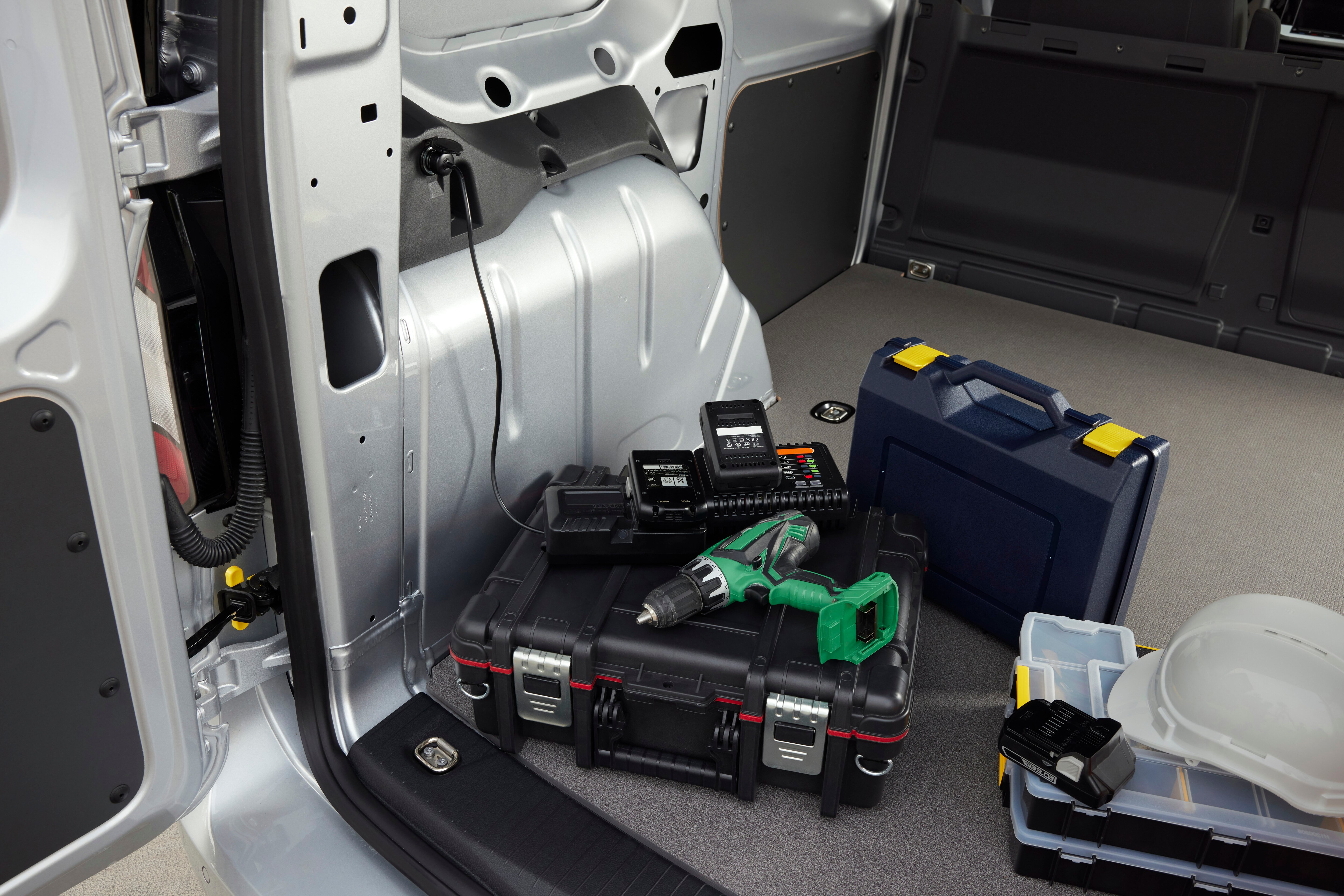 a collection of tools in a van