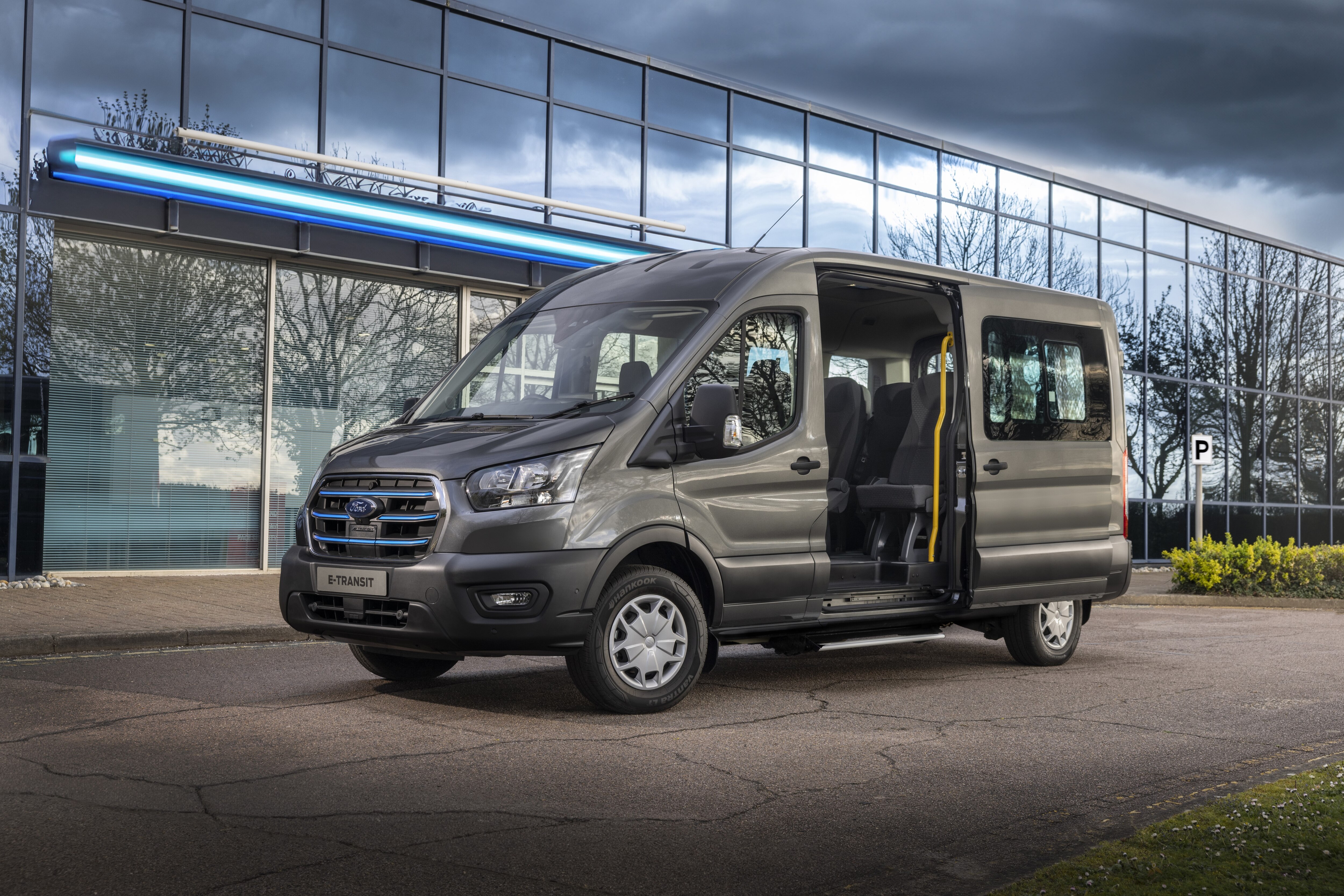 grey van with the door open