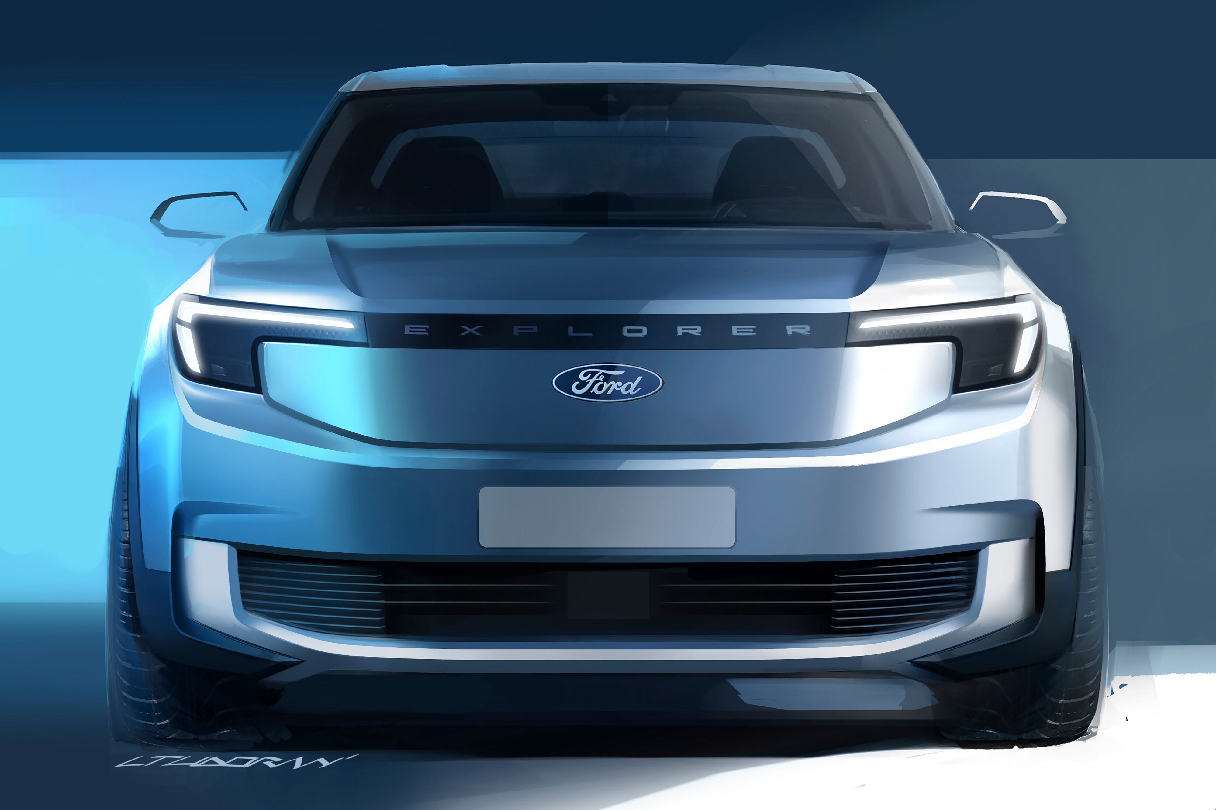 concept sketch of a ford explorer, front