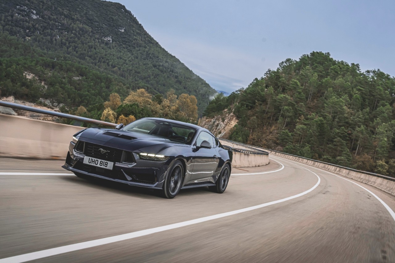 New Ford Mustang coupe, convertible and Dark Horse edition deliver sharper, heritage-inspired design, revolutionary digital experience, plus enhanced track capability and performance LICENSE EXPIRES: 02.01.2027- LICENSE BY: Ford LICENSE SCOPE: A - Earned editorial, press releases, press kits. B - All non-broadcast digital and online media. D - All print media (newspaper, magazine etc) REGION: EU - COPYRIGHT AND IMAGE RIGHTS: This content is solely for editorial use and for providing individual users with information. Any storage in databases, or any distribution to third parties within the scope of commercial use, or for commercial use is permitted with written consent from Ford of Europe only.