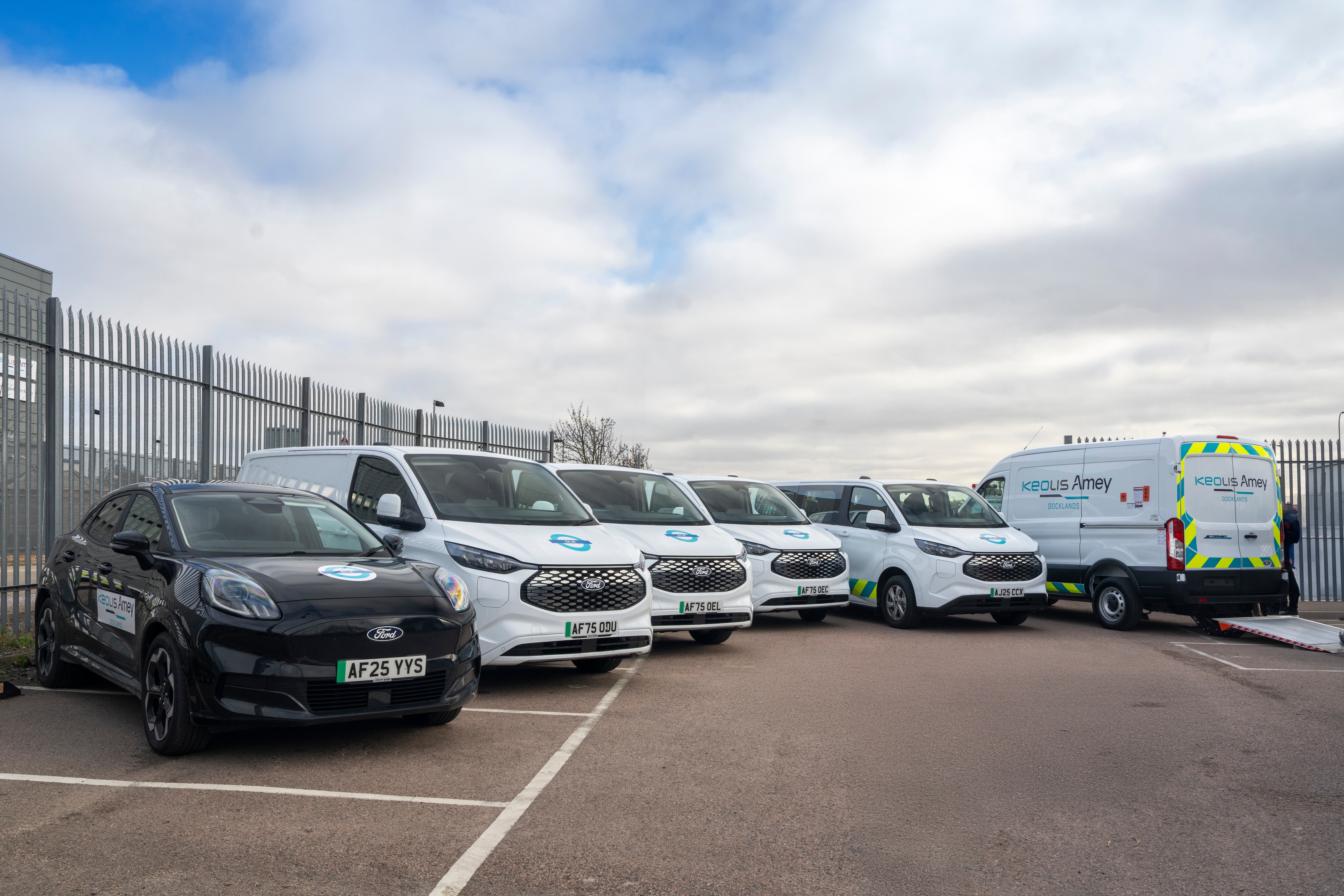 The full line-up of Ford electric vehicles on the fleet