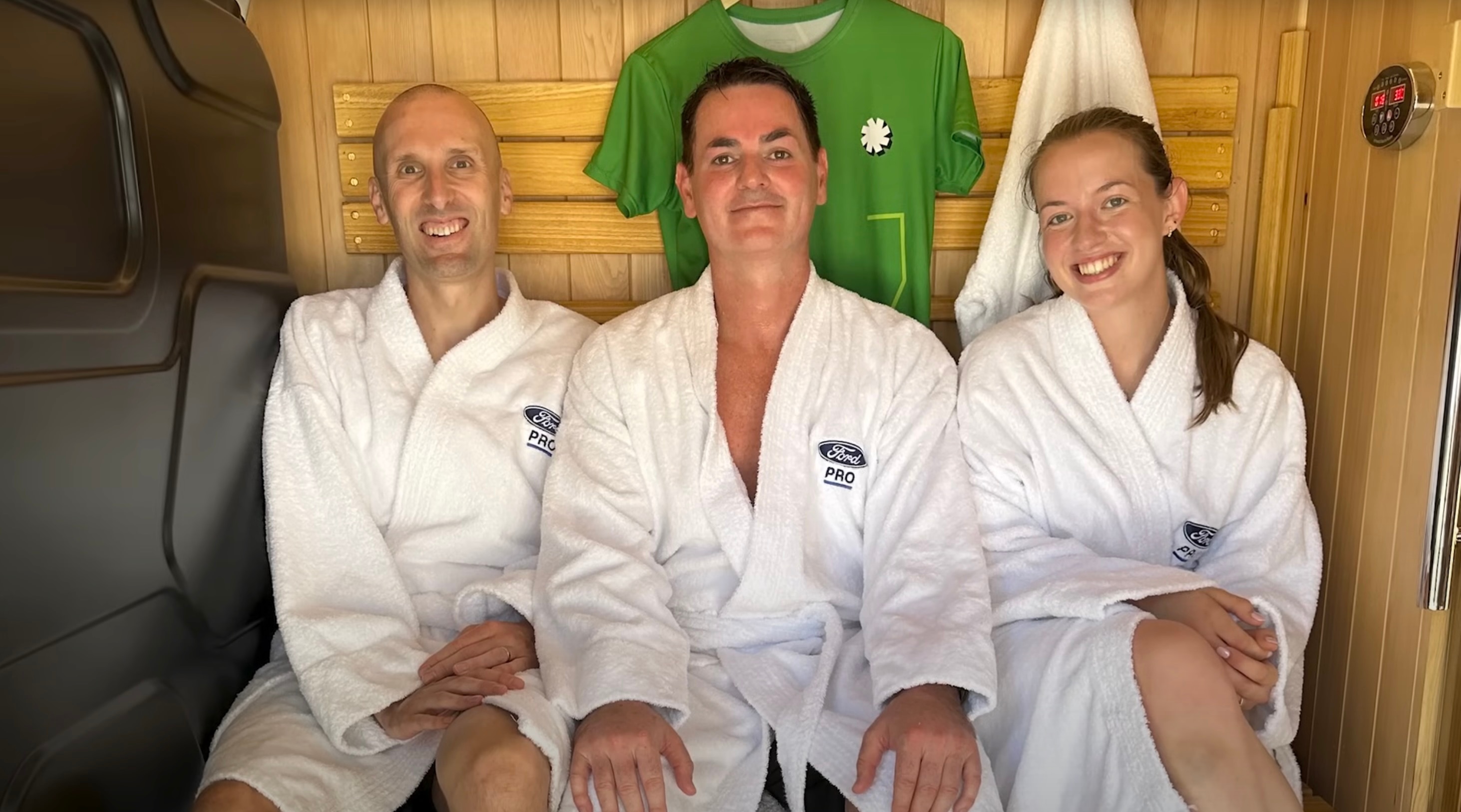 Rick Kelsey from The Running Channel tries the Ford Sauna Van.