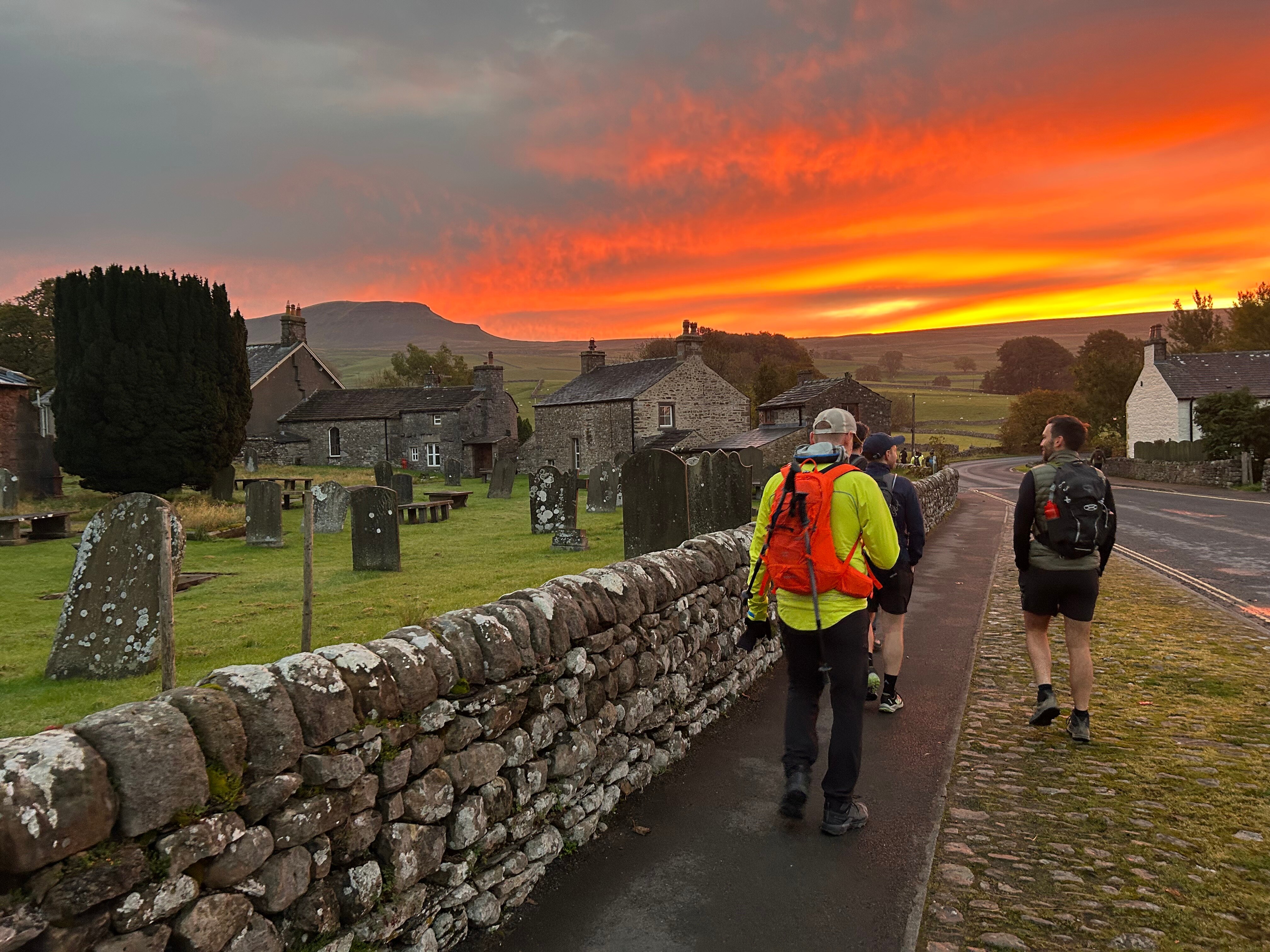 We approached the first peak, Pen-y-Ghent, as dawn broke. 