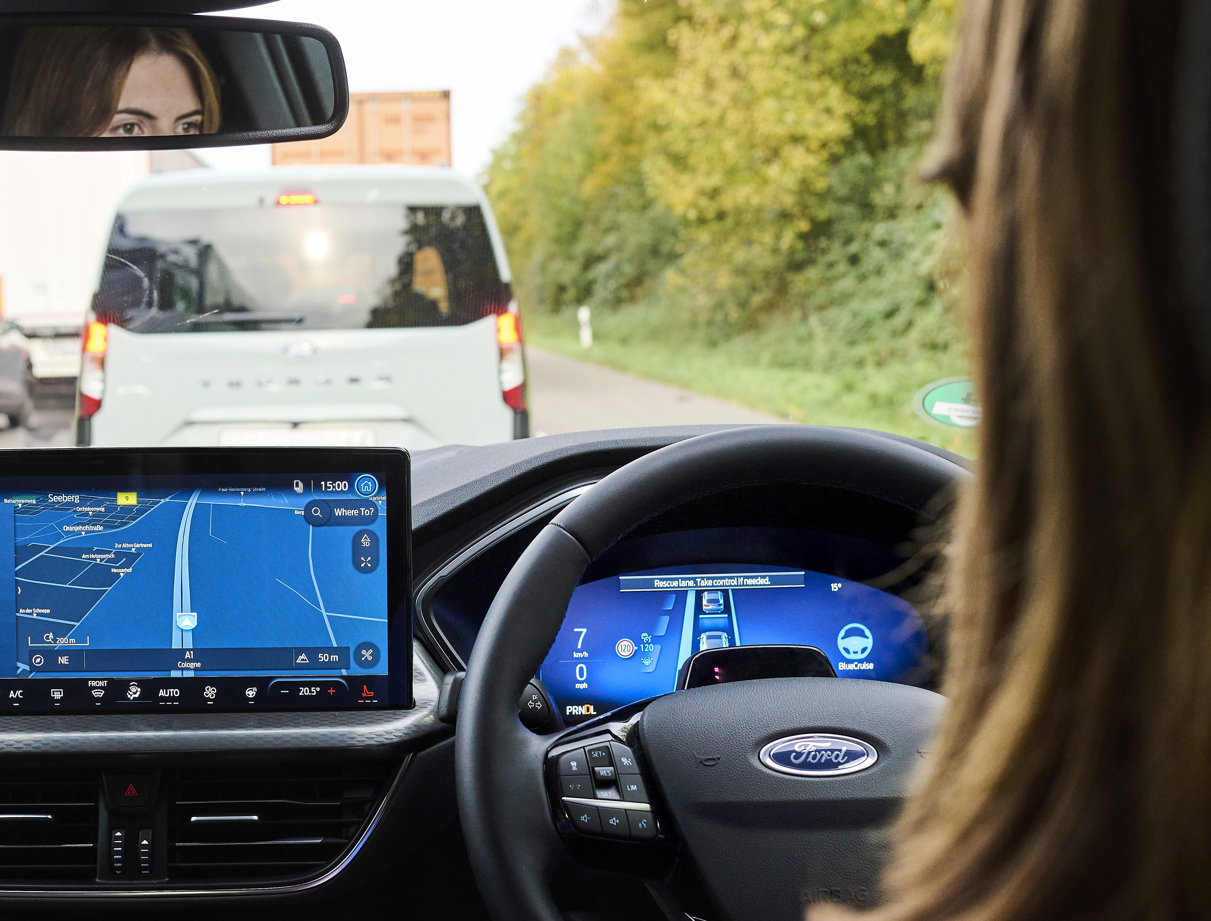 Ford Kuga demonstrating BlueCruise hands-free highway driving technology