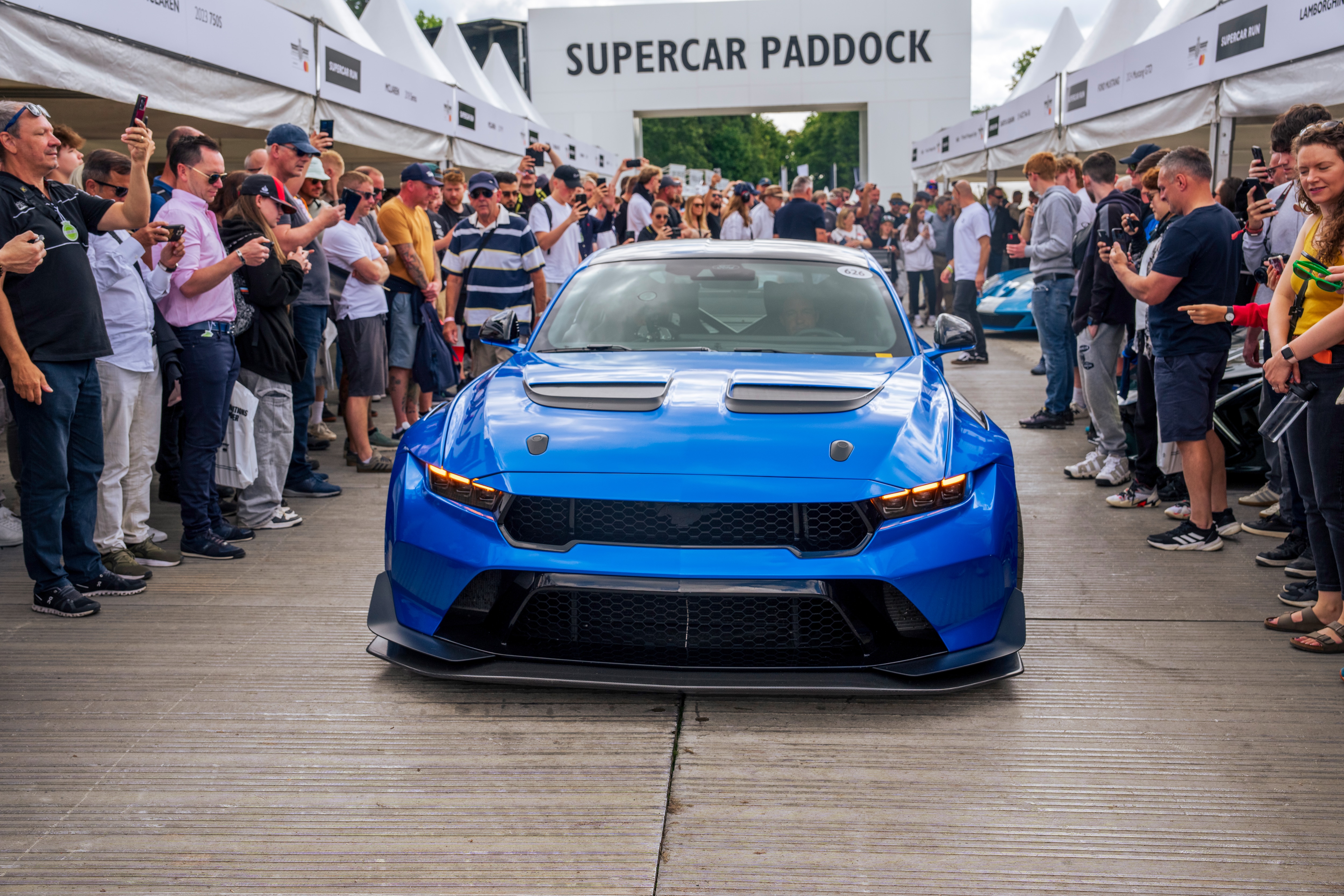 Mustang GTD takes centre stage at the Supercar Paddock at the 2024 Goodwood Festival of Speed. License valid for earned editorial, press releases, press kits. All non-broadcast digital and online media Region: Global. This content is solely for editorial use and for providing individual users with information. Any storage in databases, or any distribution to third parties within the scope of commercial use, or for commercial use is permitted with written consent from Ford in Europe GmbH only.