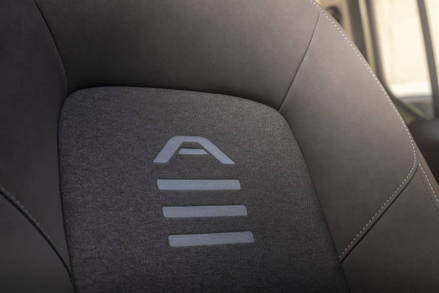 Detail of Tourneo Courier Active front seat. License valid until 15th May 2026 for earned editorial, press releases and press kits in Europe only. This content is solely for editorial use and for providing individual users with information. Any storage in databases, or any distribution to third parties within the scope of commercial use, or for commercial use is permitted with written consent from Ford in Europe GmbH only.
