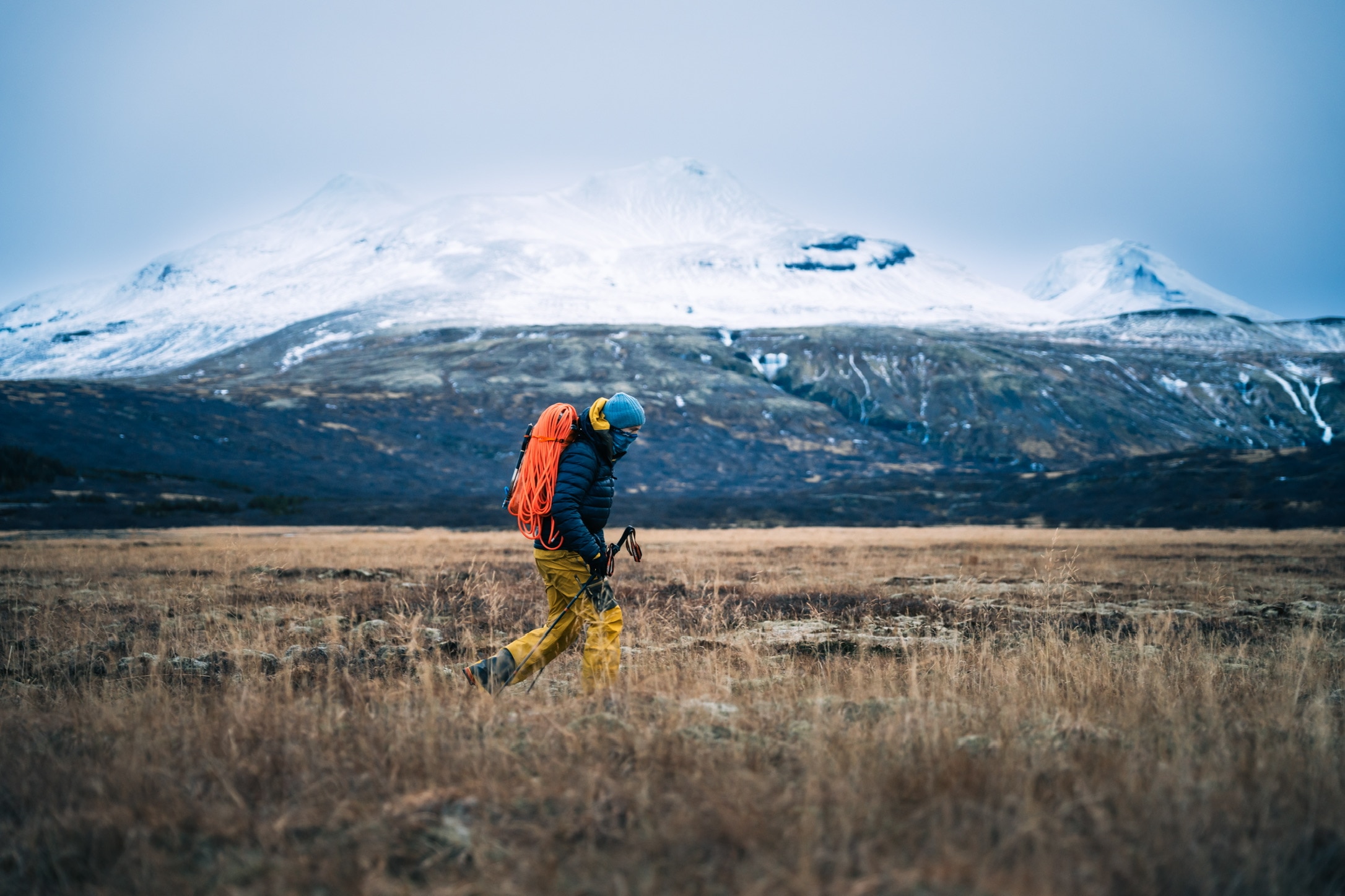 Siggi Bjarni hiking through a beautiful Icelandic landscape.