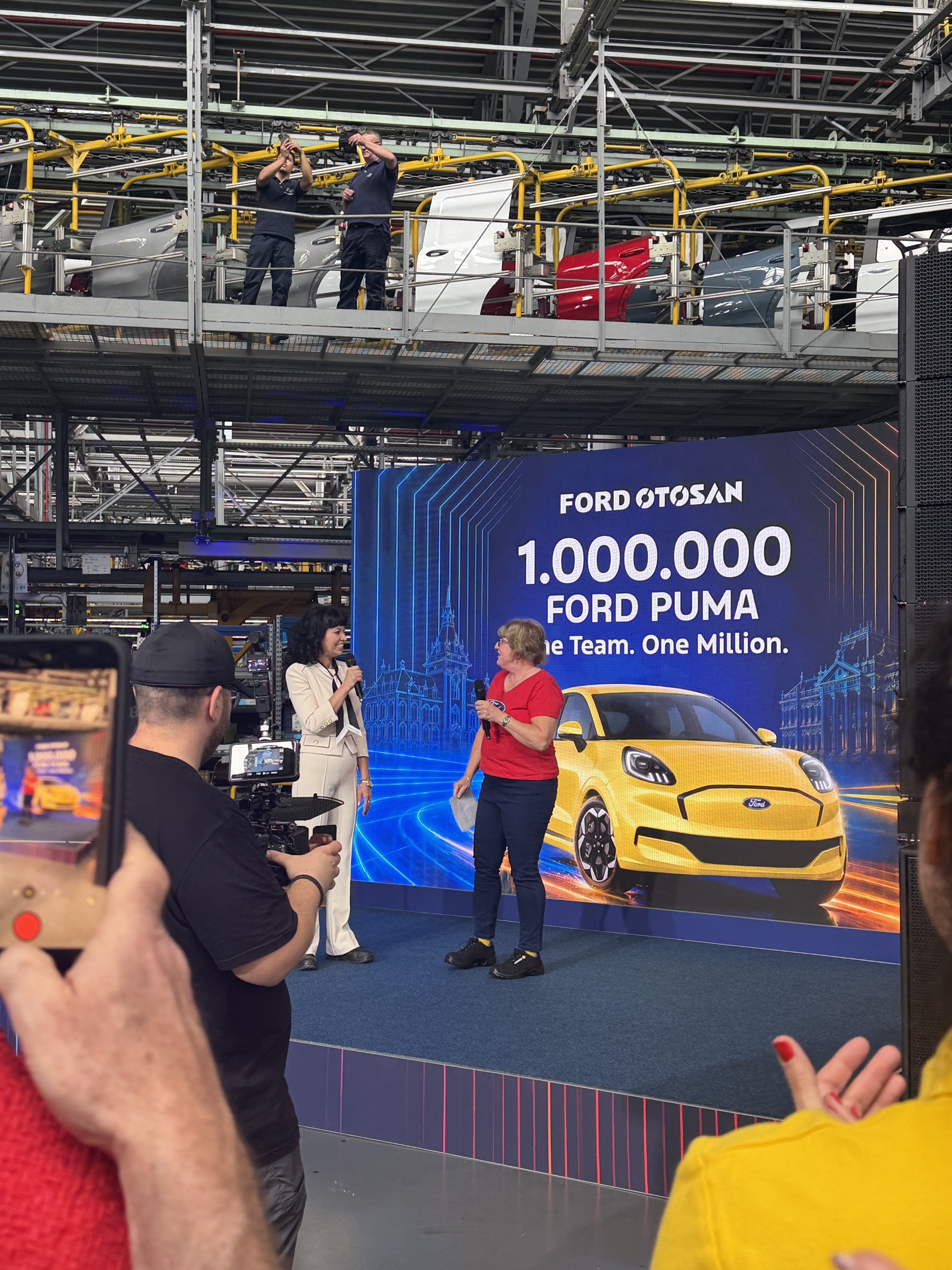 Karen giving a speech at a special celebration to mark the 1 millionth Puma built at the Ford Otosan plant in Craiova, Romania.