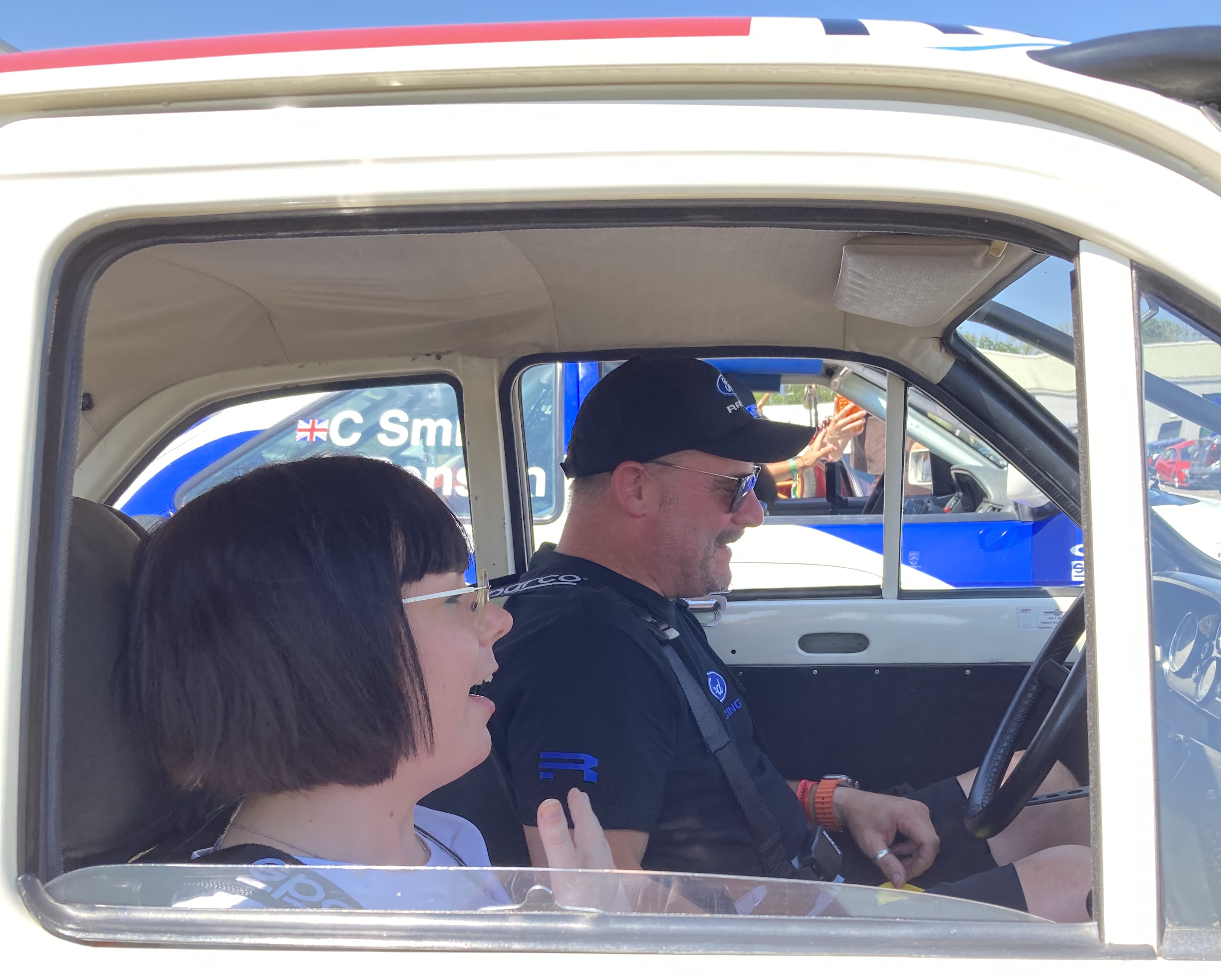 The Escort Mexico proves its rally credentials to Rebecca.