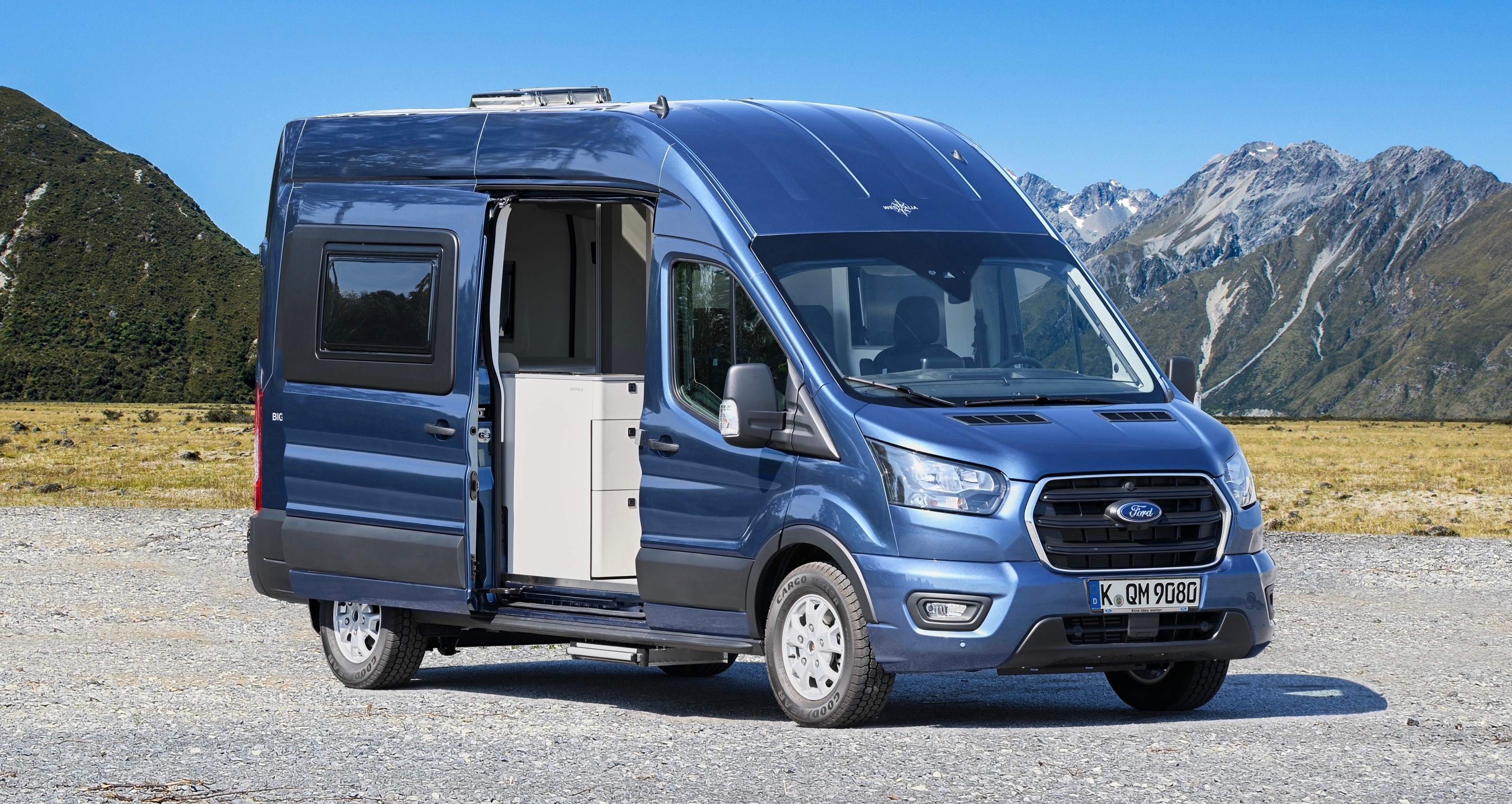 Big Nugget concept camper exterior in mountains