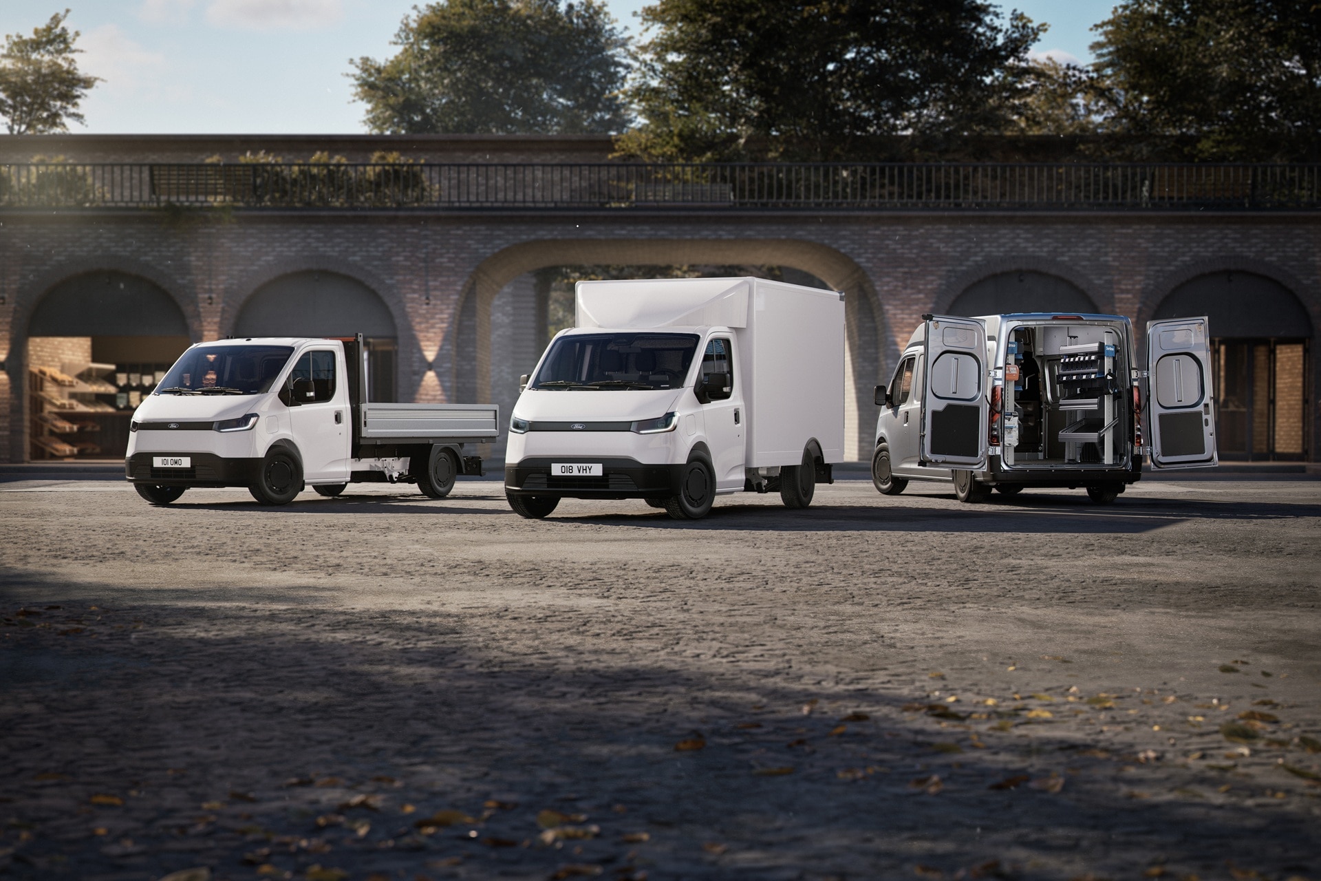 Ford Pro is launching the Transit City chassis cab with three convenient One-Stop Shop conversions: dropside, box van and racked panel van.