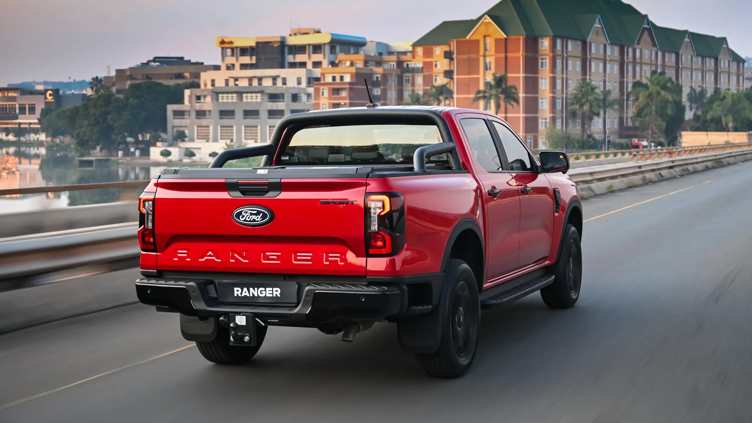 Pickup truck cargo bed on dirt road