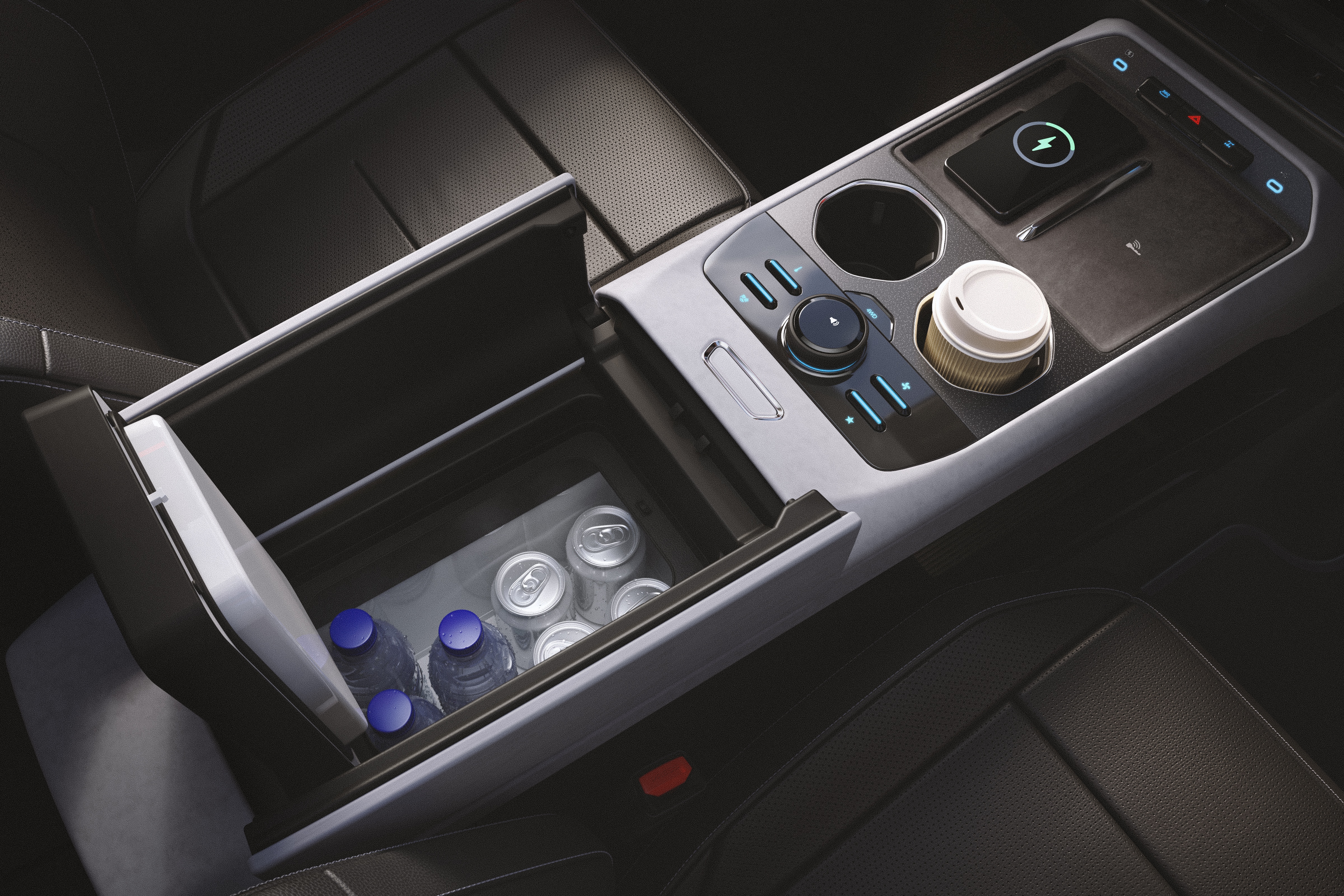 Digitally generated image shown. Outer Banks model shown. Australian final production model specifications, appearance, features, and accessories may differ from those depicted. Standard on Outer Banks. Available as an option on other select models only at additional cost. The 7.5L Integrated Warm/Cool storage only operates while the vehicle is running.