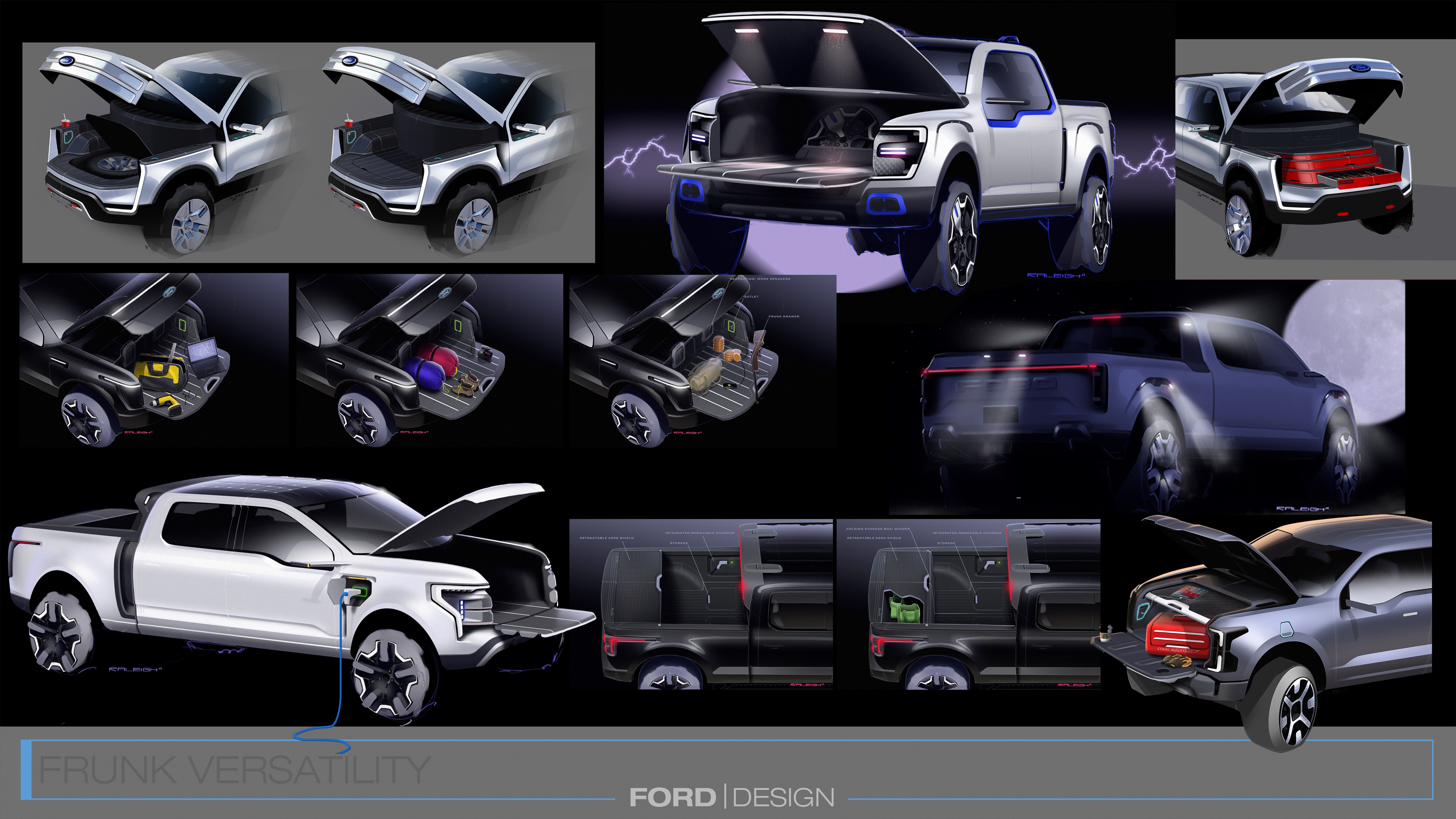 Ford truck and fleet owners and customers guided decision-making for the innovative design of the F-150 Lightning pickup’s Mega Power Frunk, leading to multiple power sources and enough space to house two golf bags