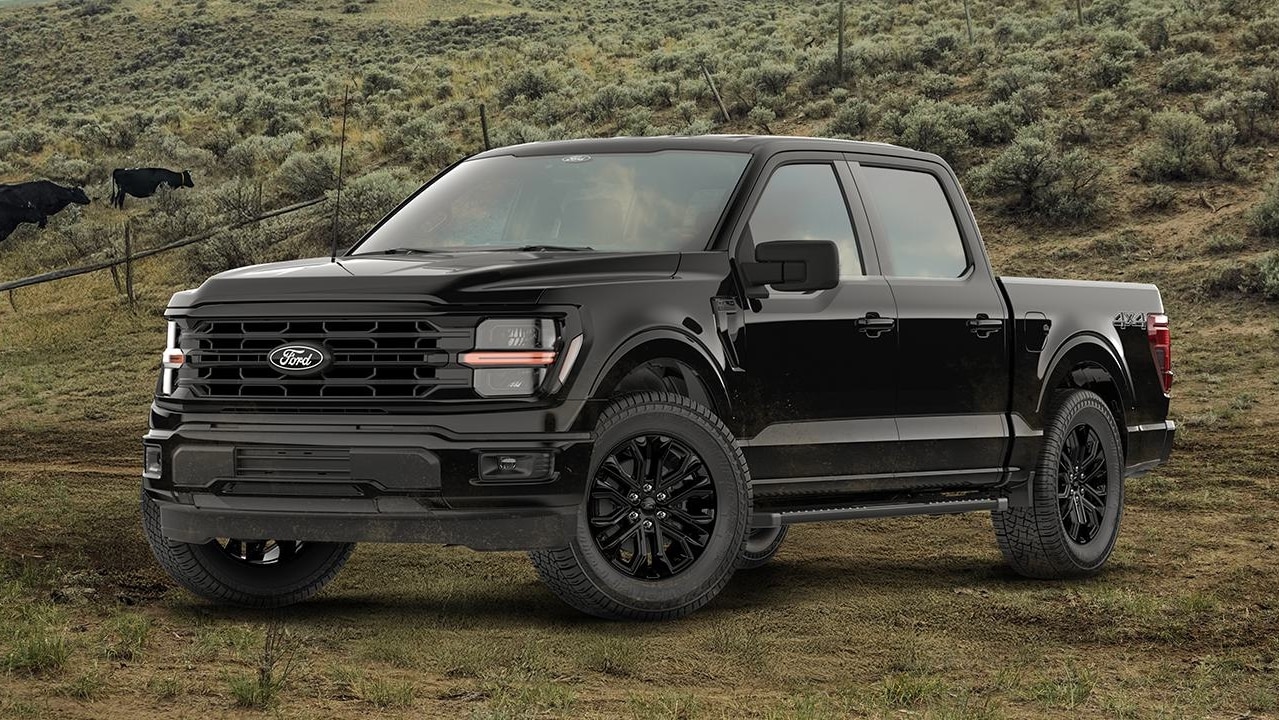 A black 2026 Ford F-150 parked in a grassy, remote area.