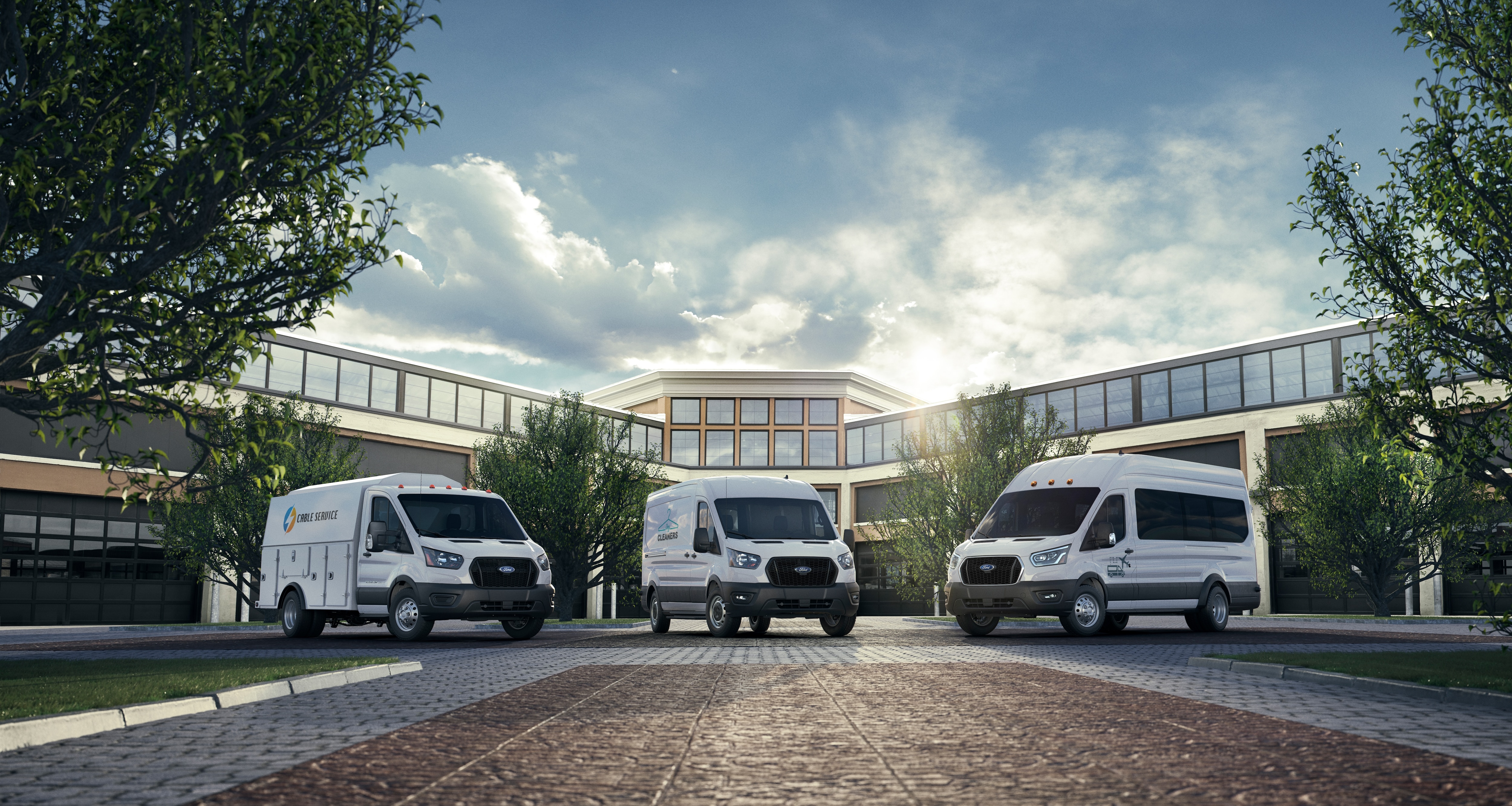 HomeTown's Ford Transit® van, E-350 box truck, and F-250® Super Duty® truck.