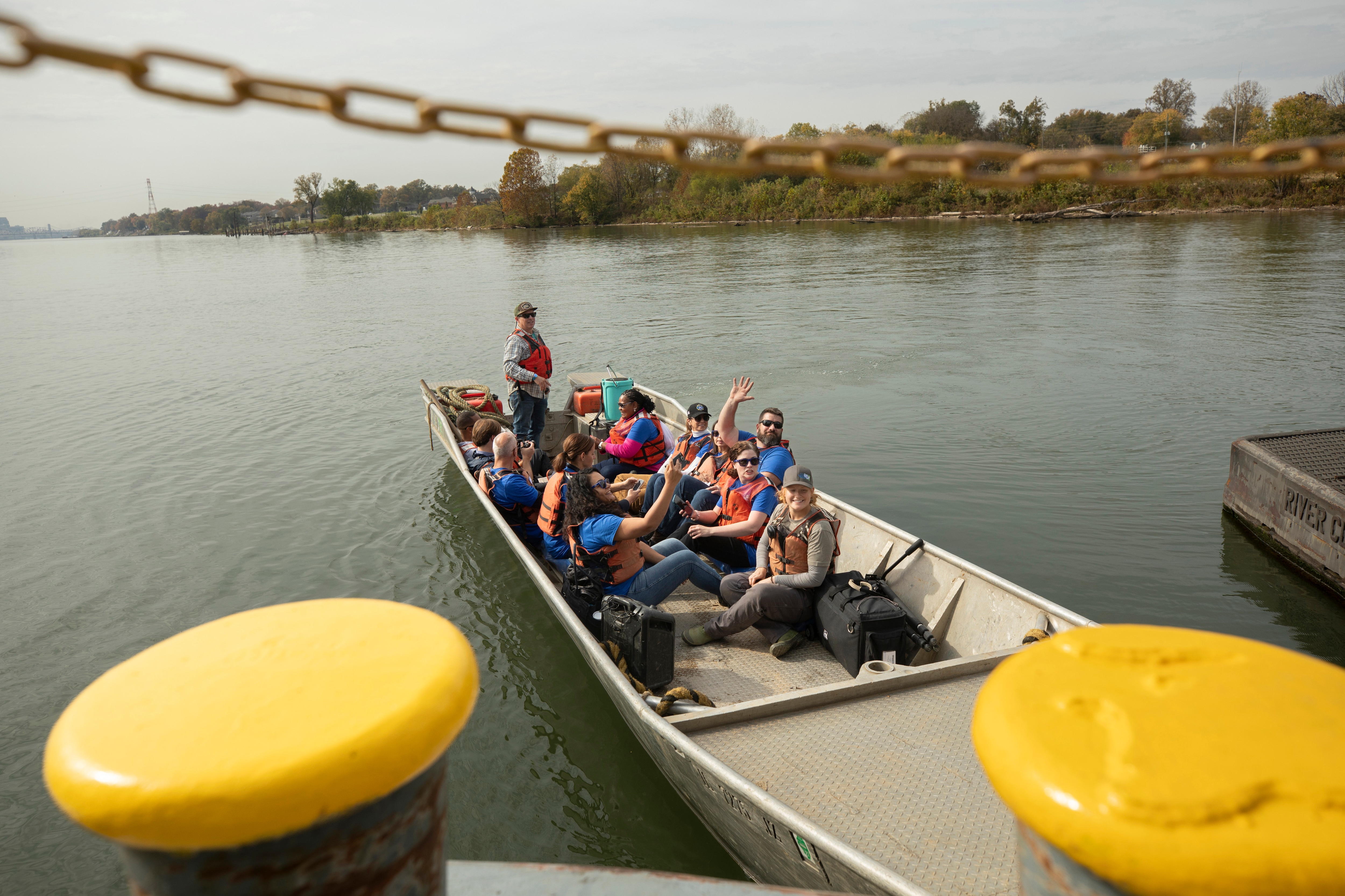 A team of volunteers from Ford and other local organizations partnered with Living Lands and Waters to help with a cleanup of the Ohio River in Louisville, Kentucky, in October 2024.