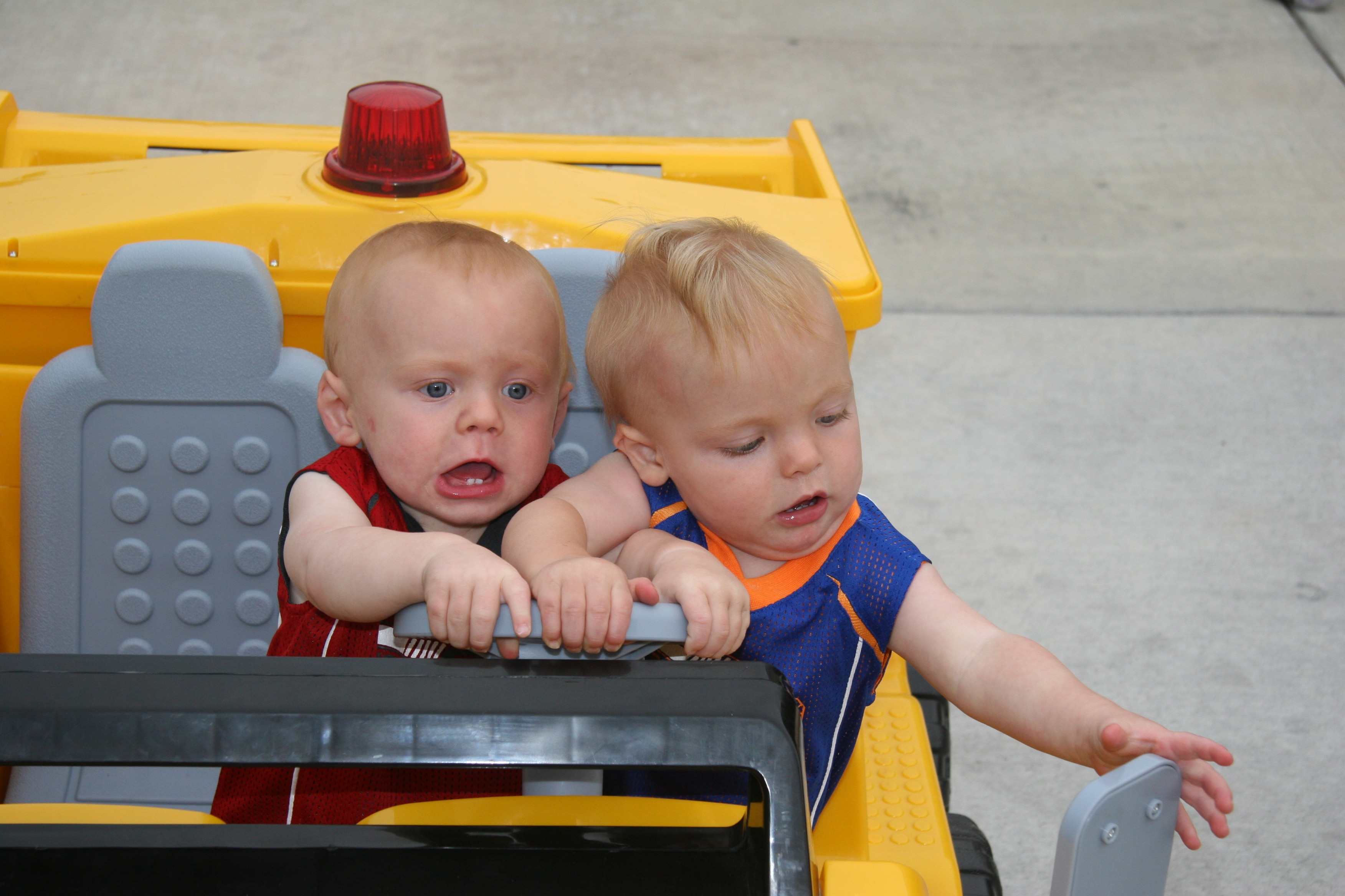 Adam and Byam Lovell as toddlers. They’re more grown-up now, but they still make these faces behind the wheel sometimes.