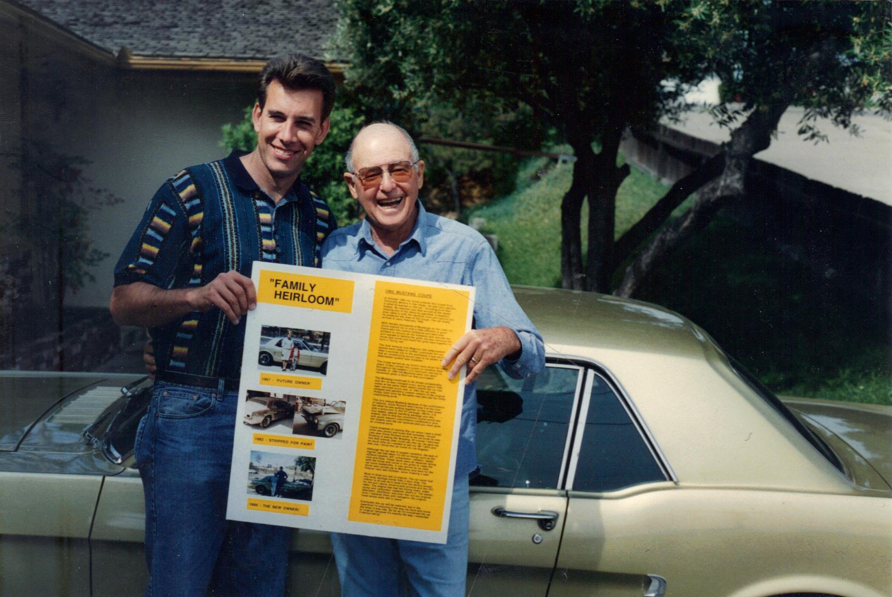 Dave and his Uncle Dick with the 1965 Ford Mustang.