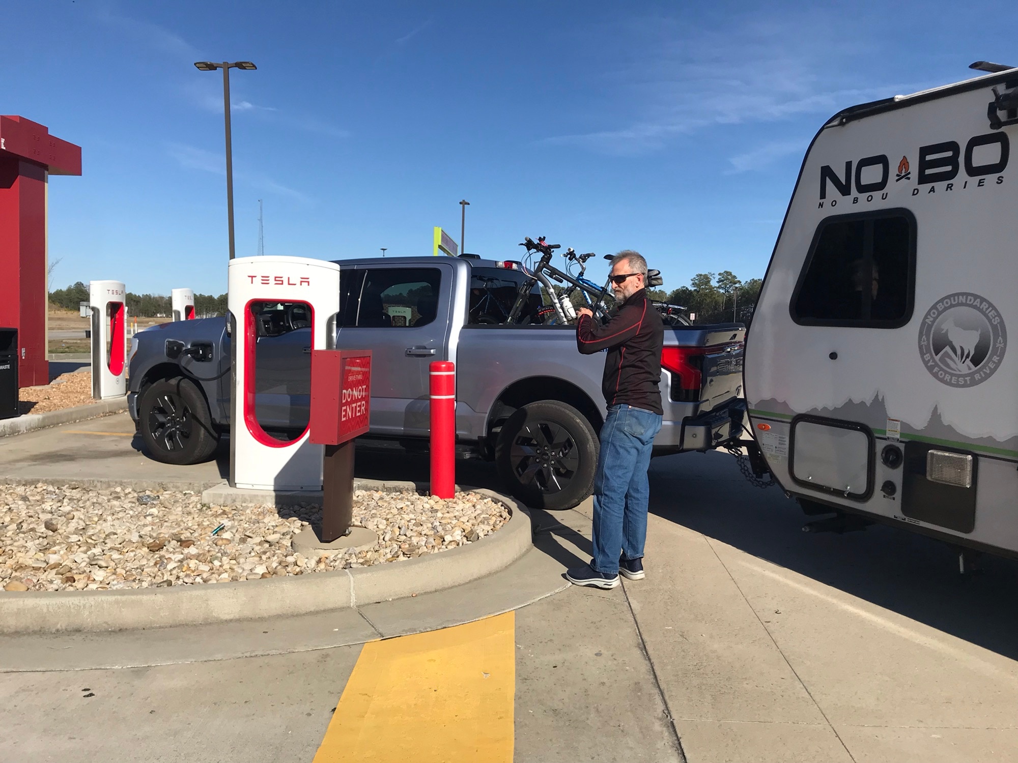 Sherman the F-150® Lightning® truck charging.