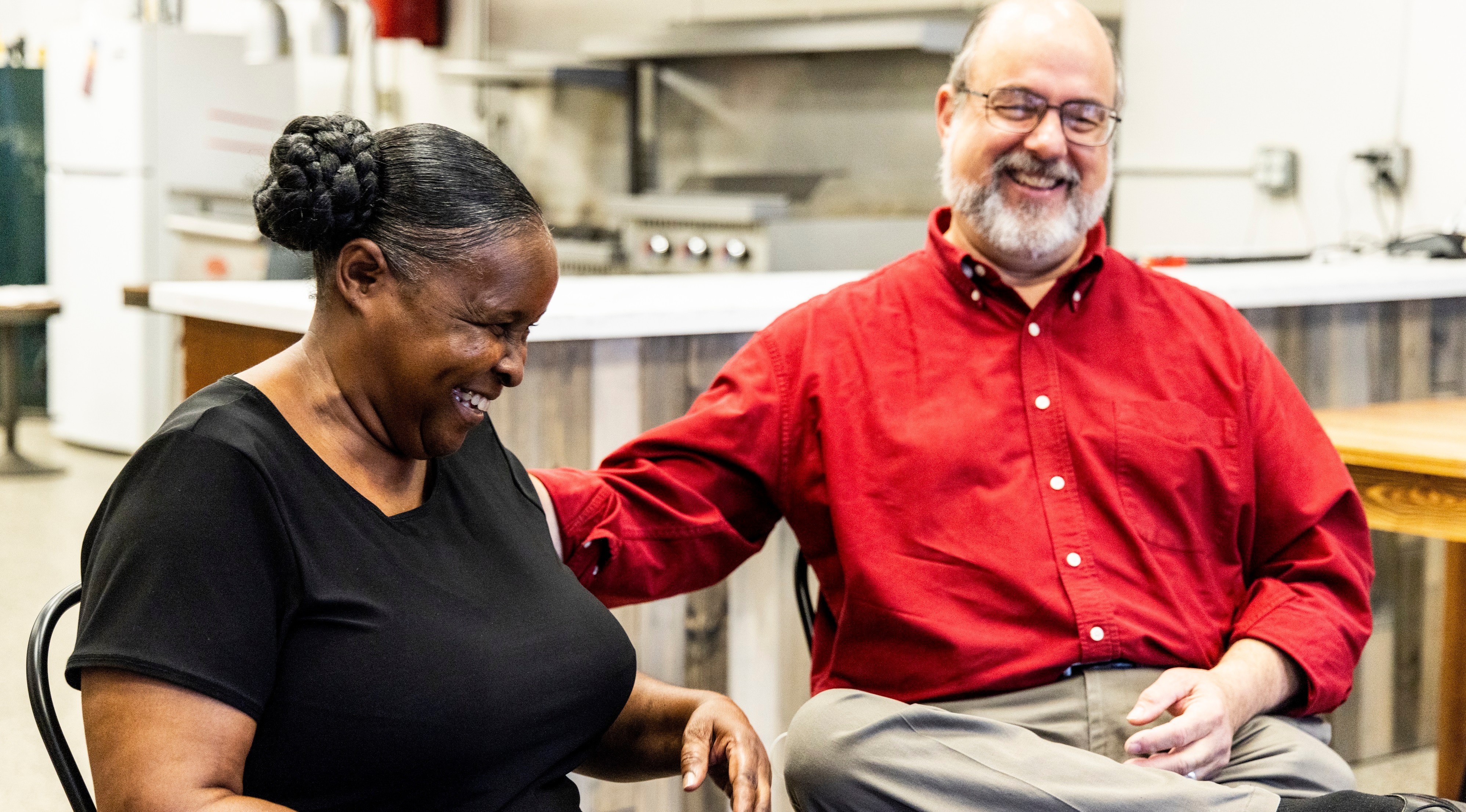 September 12, 2024 - Gloria Boyland, with The Cannery Café, left, and Allan Sterbinsky, Mayor of Stanton, inside of the Stanton Cannery.