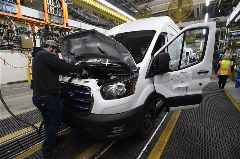 E-Transit production at the Kansas City Assembly Plant.