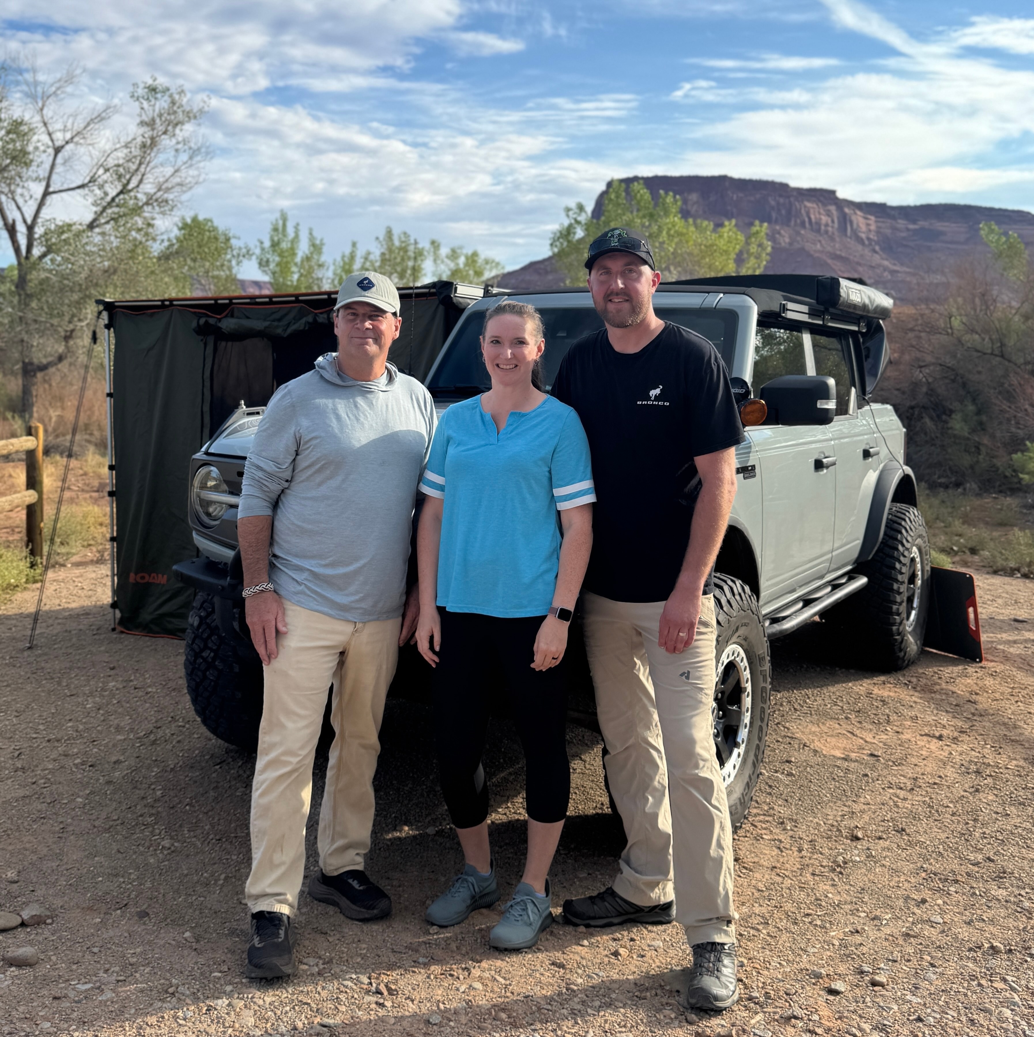 Jim Farley with Casey Wagoner and family in front of Casey’s Bronco.