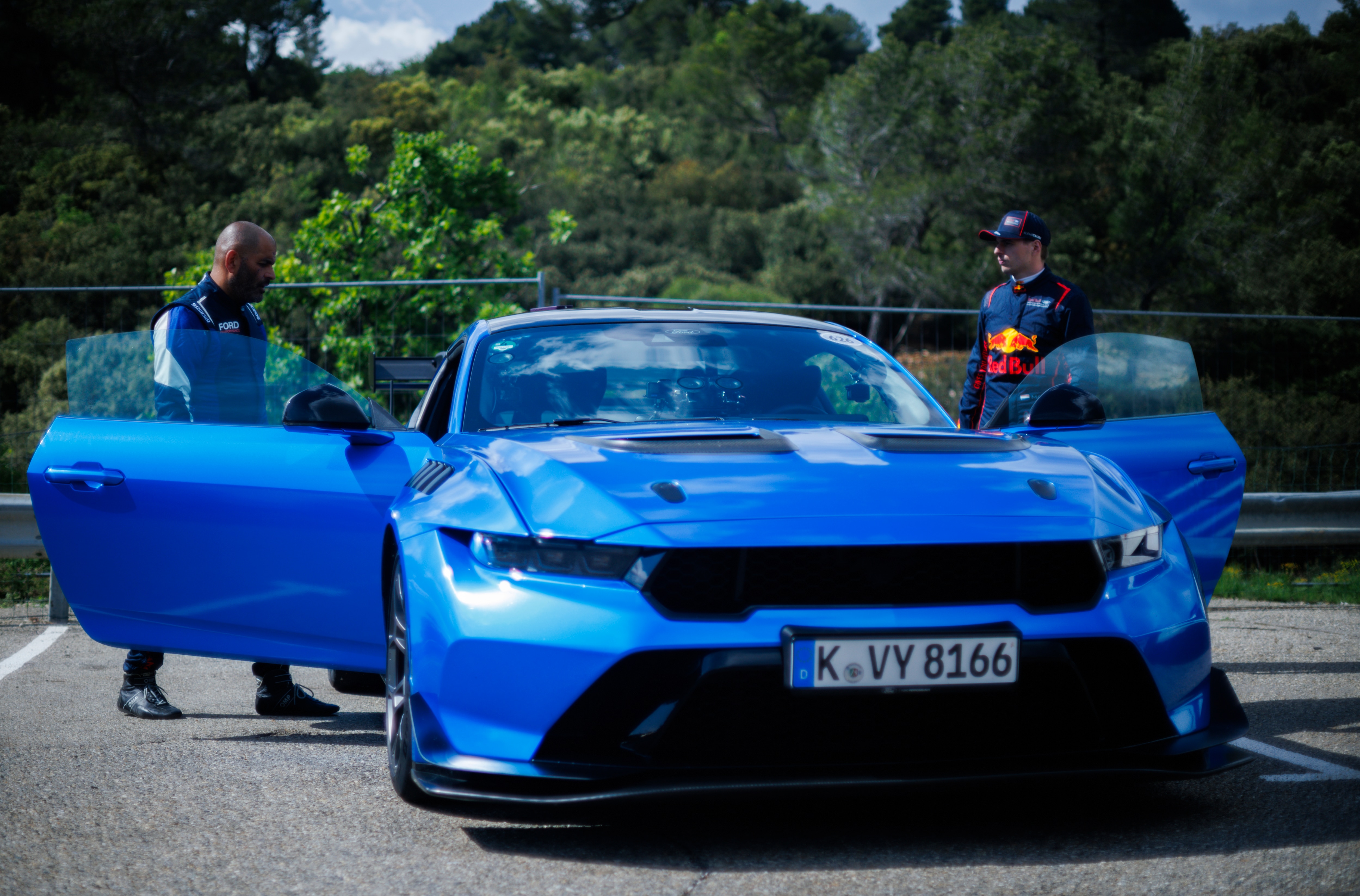 Max Verstappen and Chris Harris are pictured during the Max Verstappen & Ford at Circuit du Sambuc on May 15, 2025 in Aix-en-Provance, France. (Photograph by Vladimir Rys)