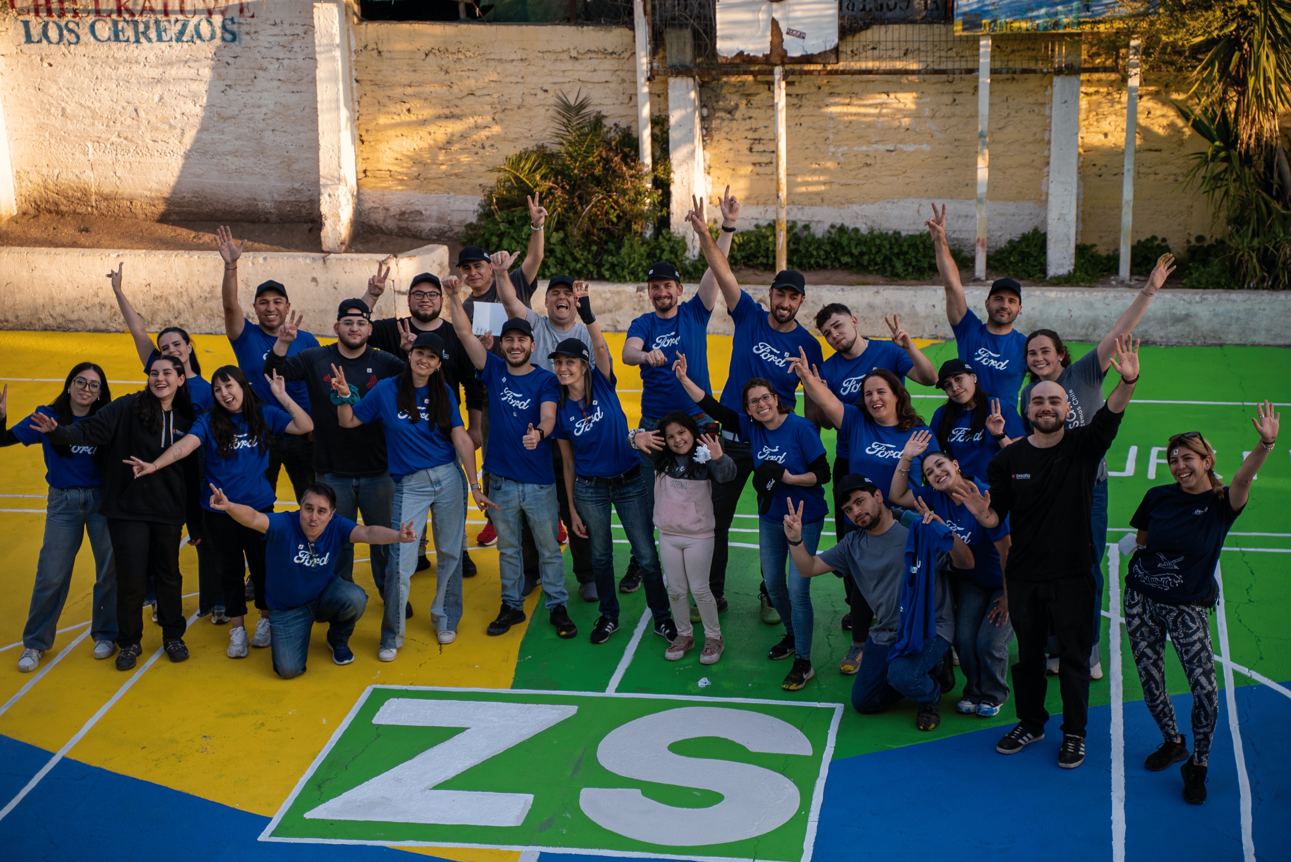Ford volunteers pose for a photo in Chile.