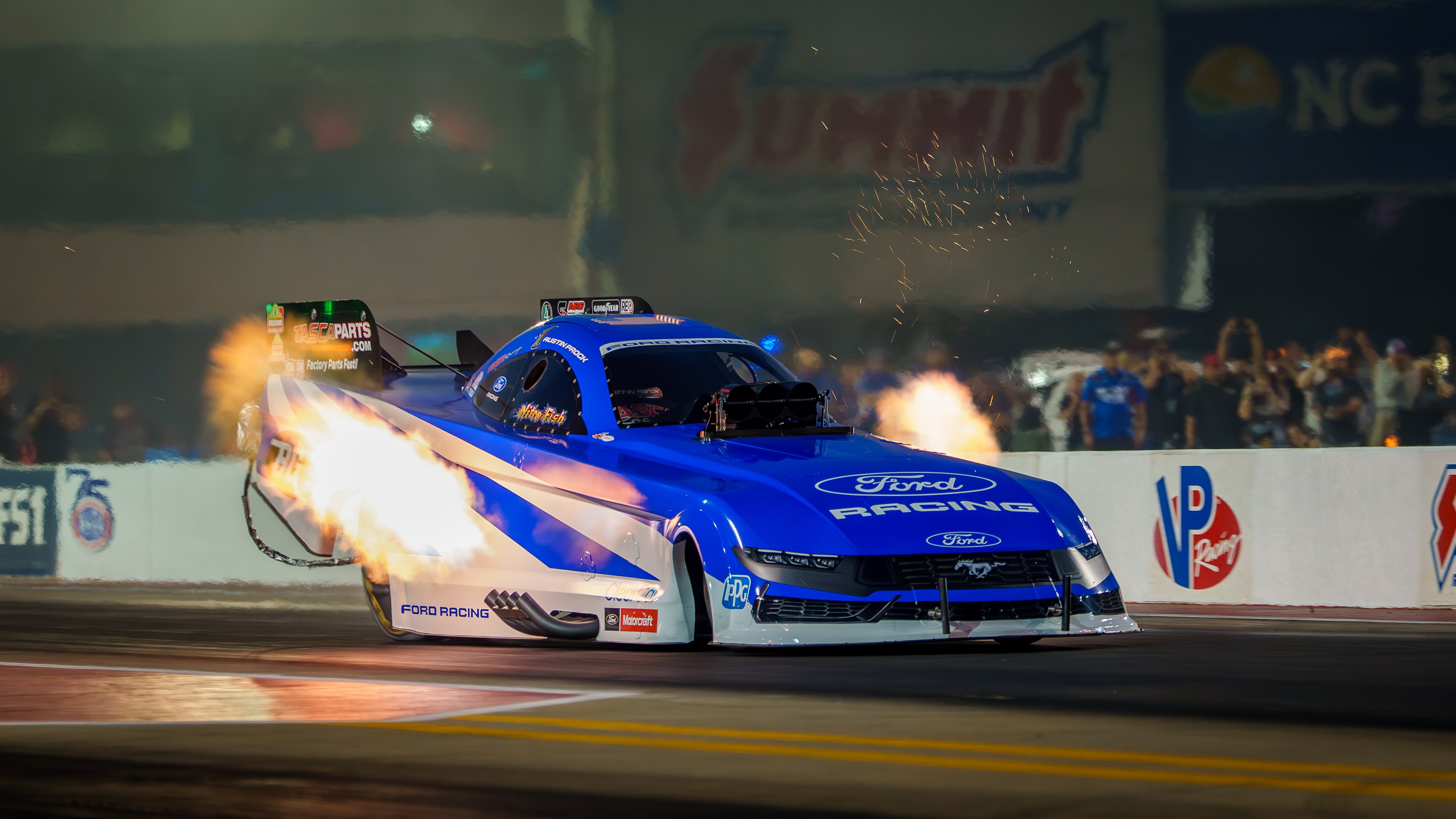A fourth-generation racer, a hands-on student of the machine, and a two-time NHRA Funny Car world champion, Austin Prock is bringing one family’s relentless approach to Ford’s American racing legacy.