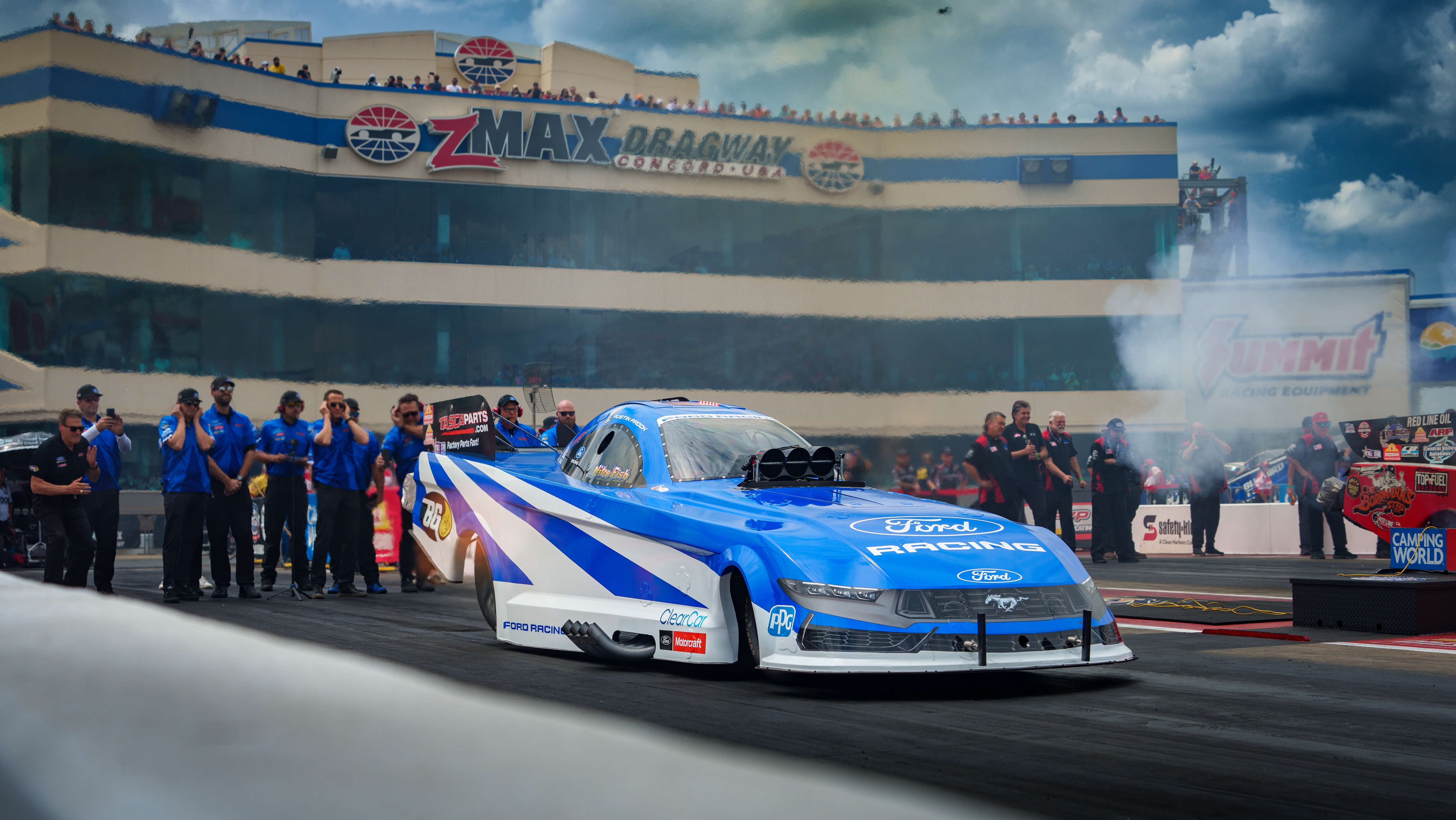 A fourth-generation racer, a hands-on student of the machine, and a two-time NHRA Funny Car world champion, Austin Prock is bringing one family’s relentless approach to Ford’s American racing legacy.
