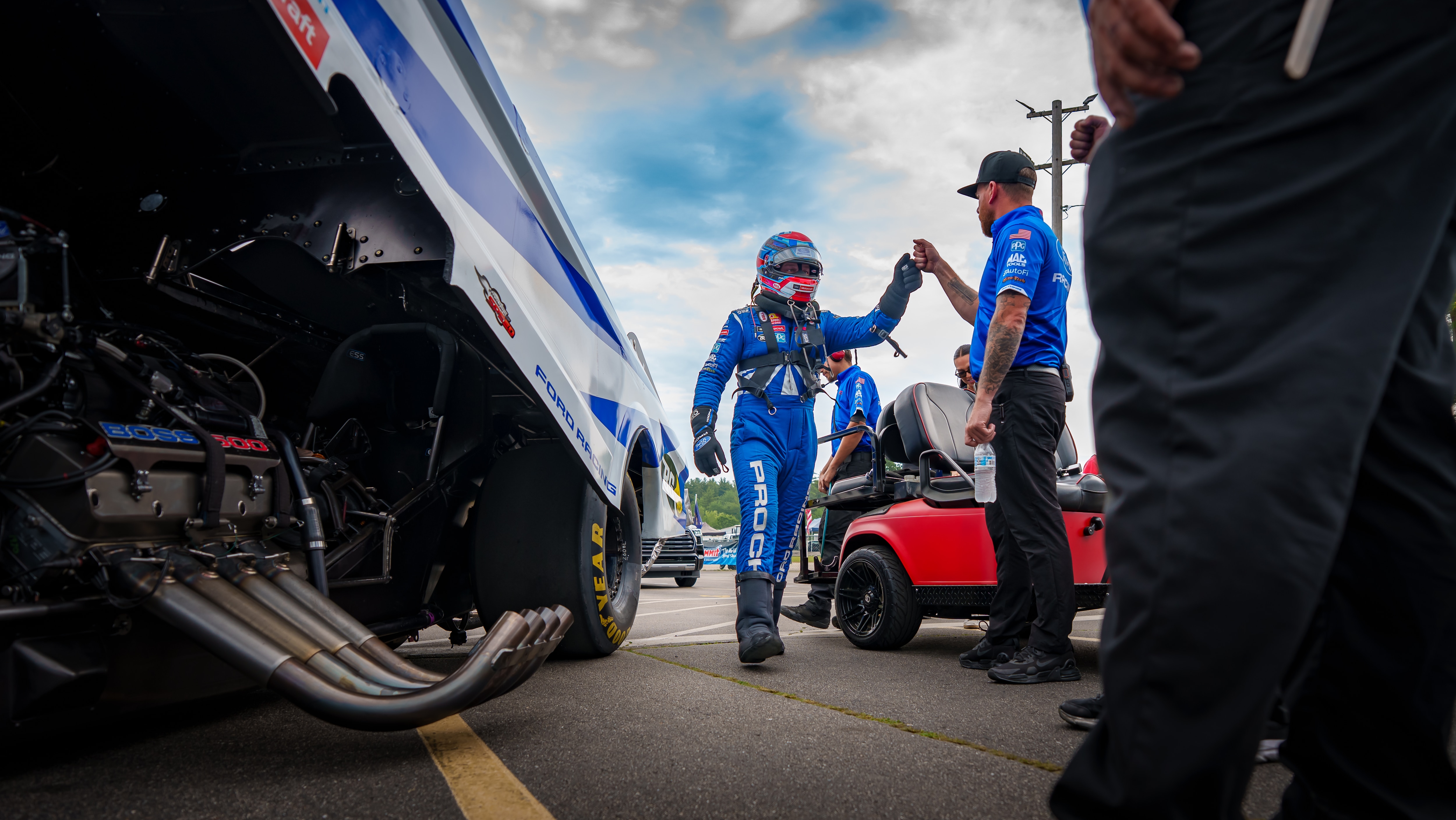 A fourth-generation racer, a hands-on student of the machine, and a two-time NHRA Funny Car world champion, Austin Prock is bringing one family’s relentless approach to Ford’s American racing legacy. 