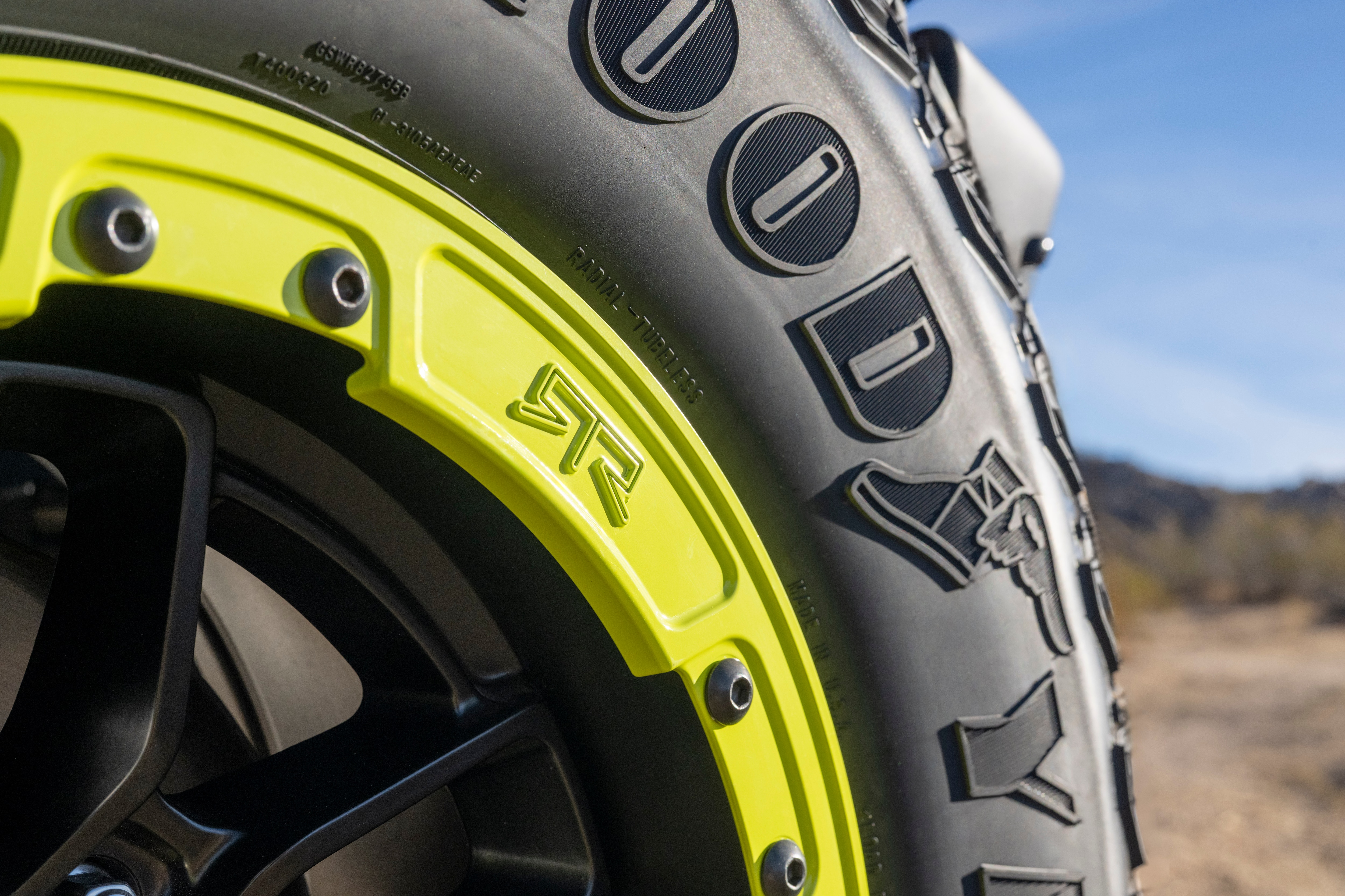 Lime green highlights and the "RTR" logo on the Bronco RTR wheel