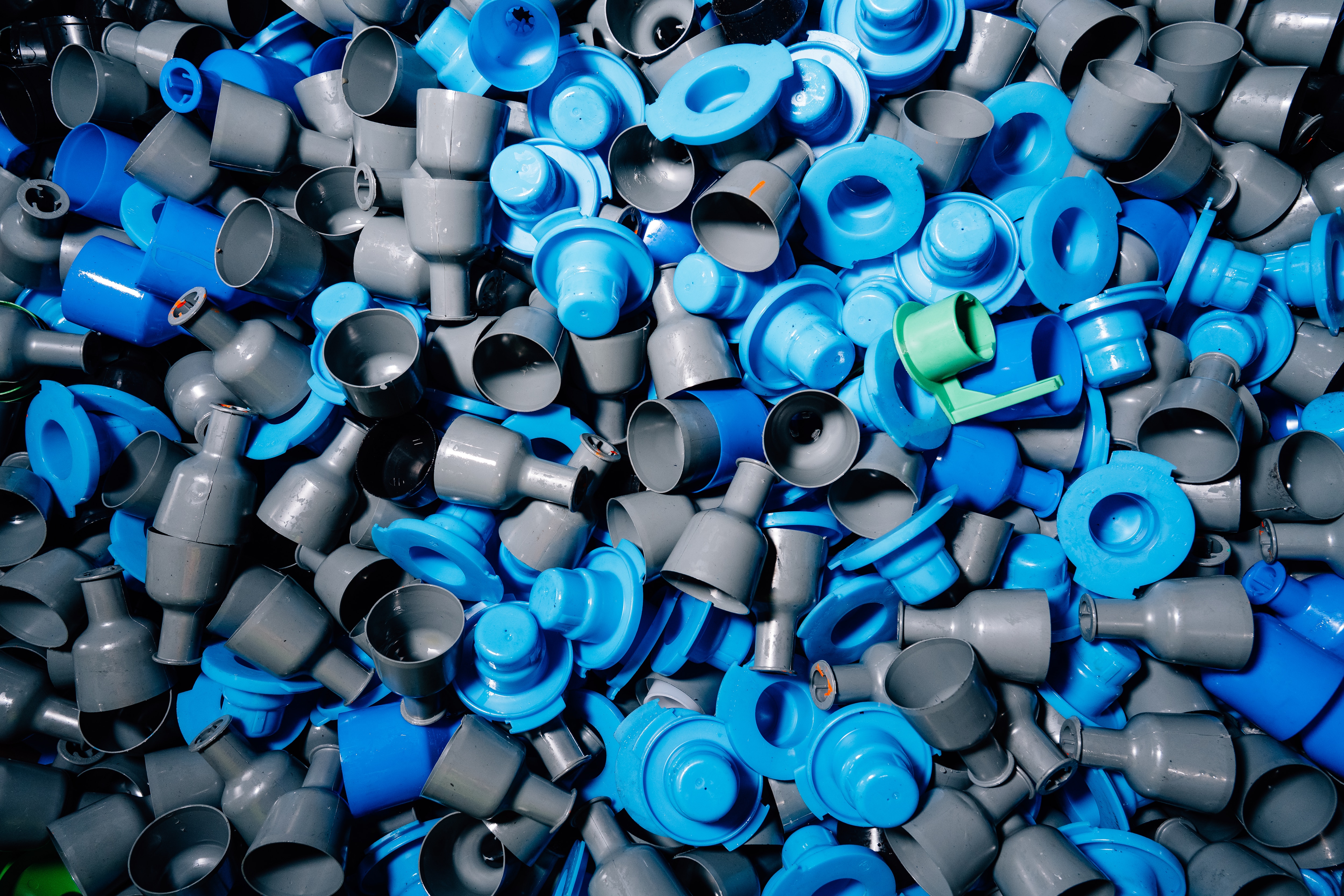 Plastic byproducts from vehicle assembly are collected to be sent to recyclers.