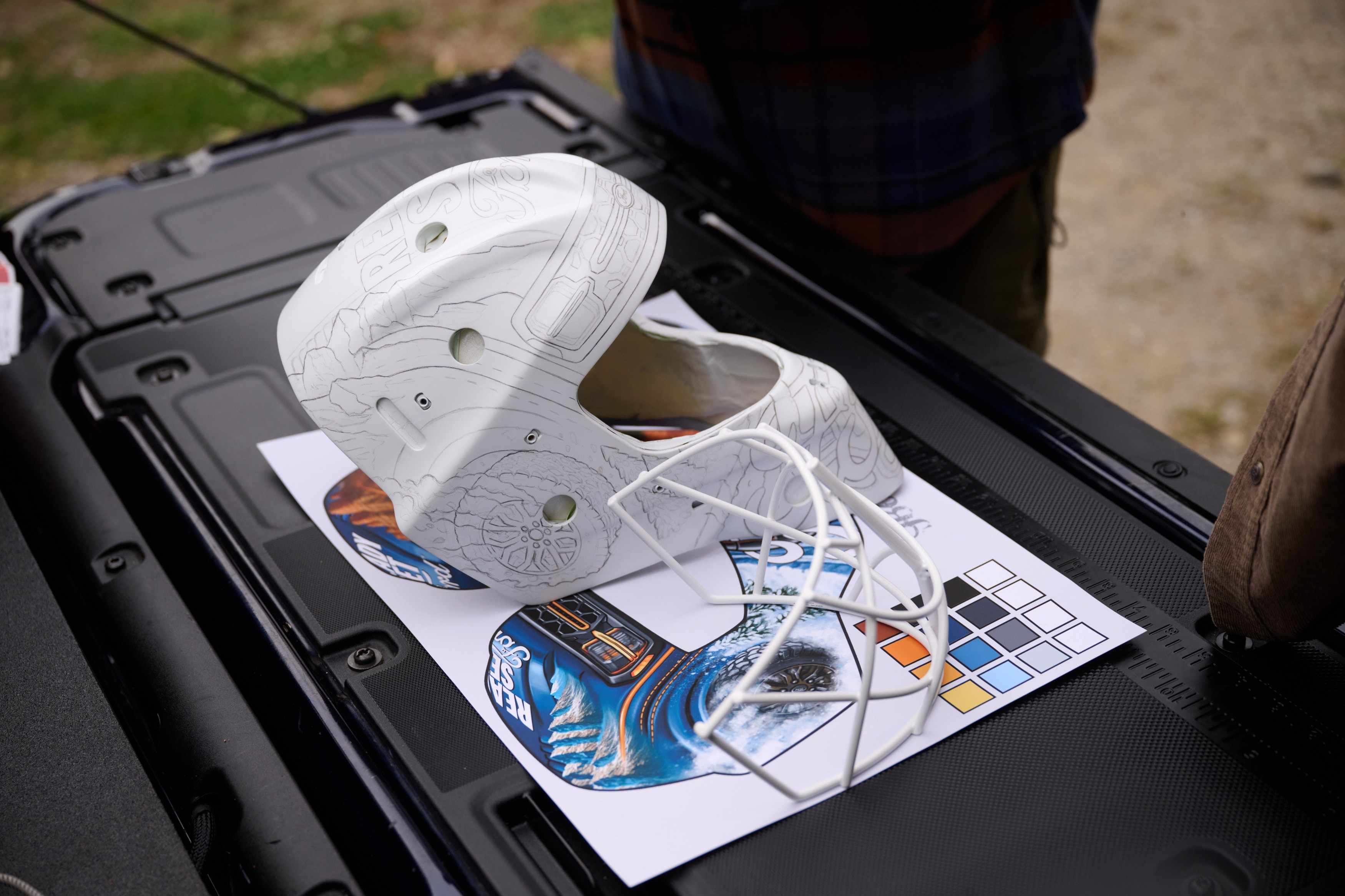 Jordon Bourgeault, a world-renowned airbrush artist specializing in high-detail and complex designs, shares a dream project — designing a goalie mask for Ford and Carey Price.