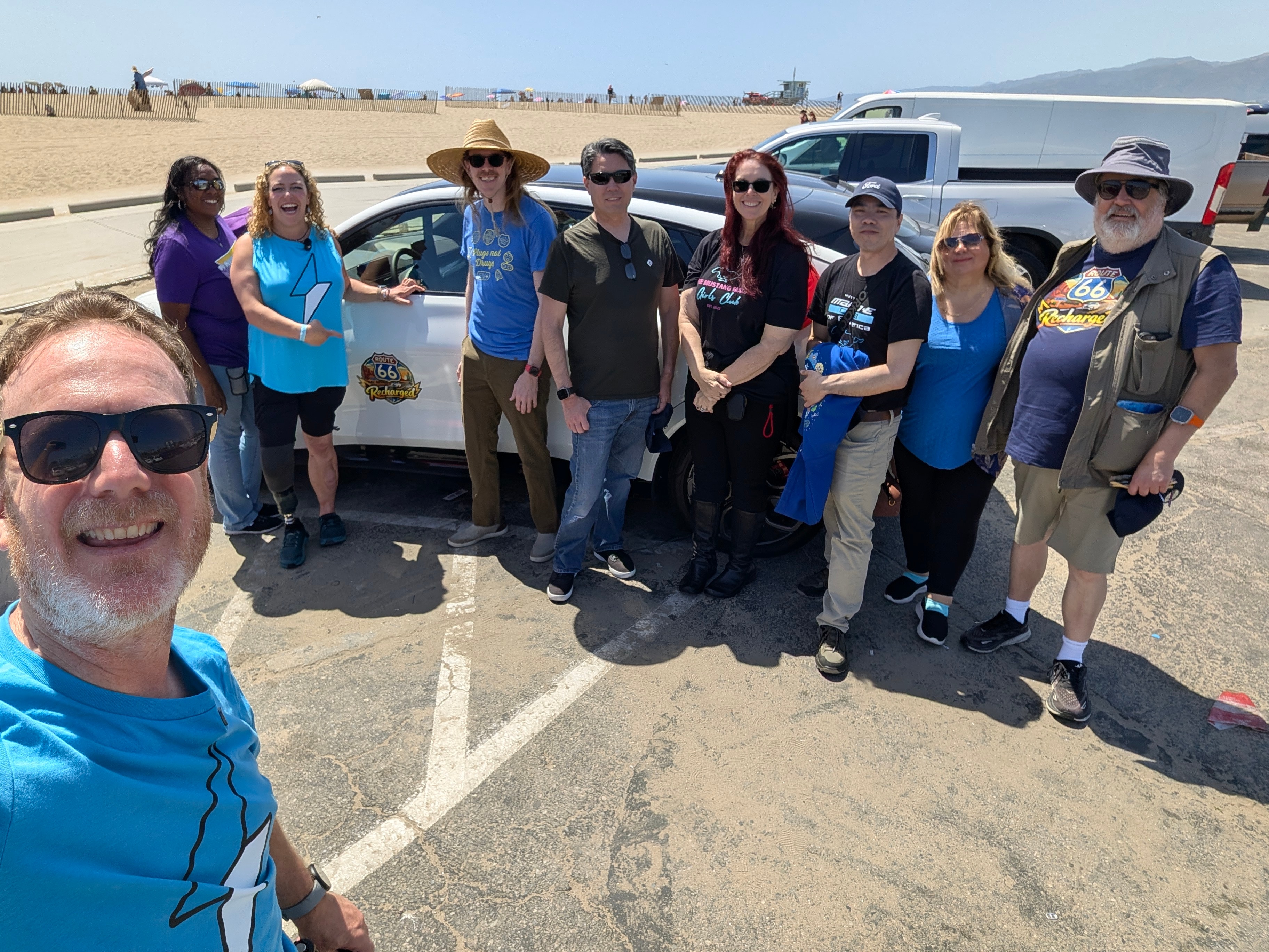 The Electric Duo joins a Ford EV Clubs meetup in Santa Monica as their journey comes to a close.