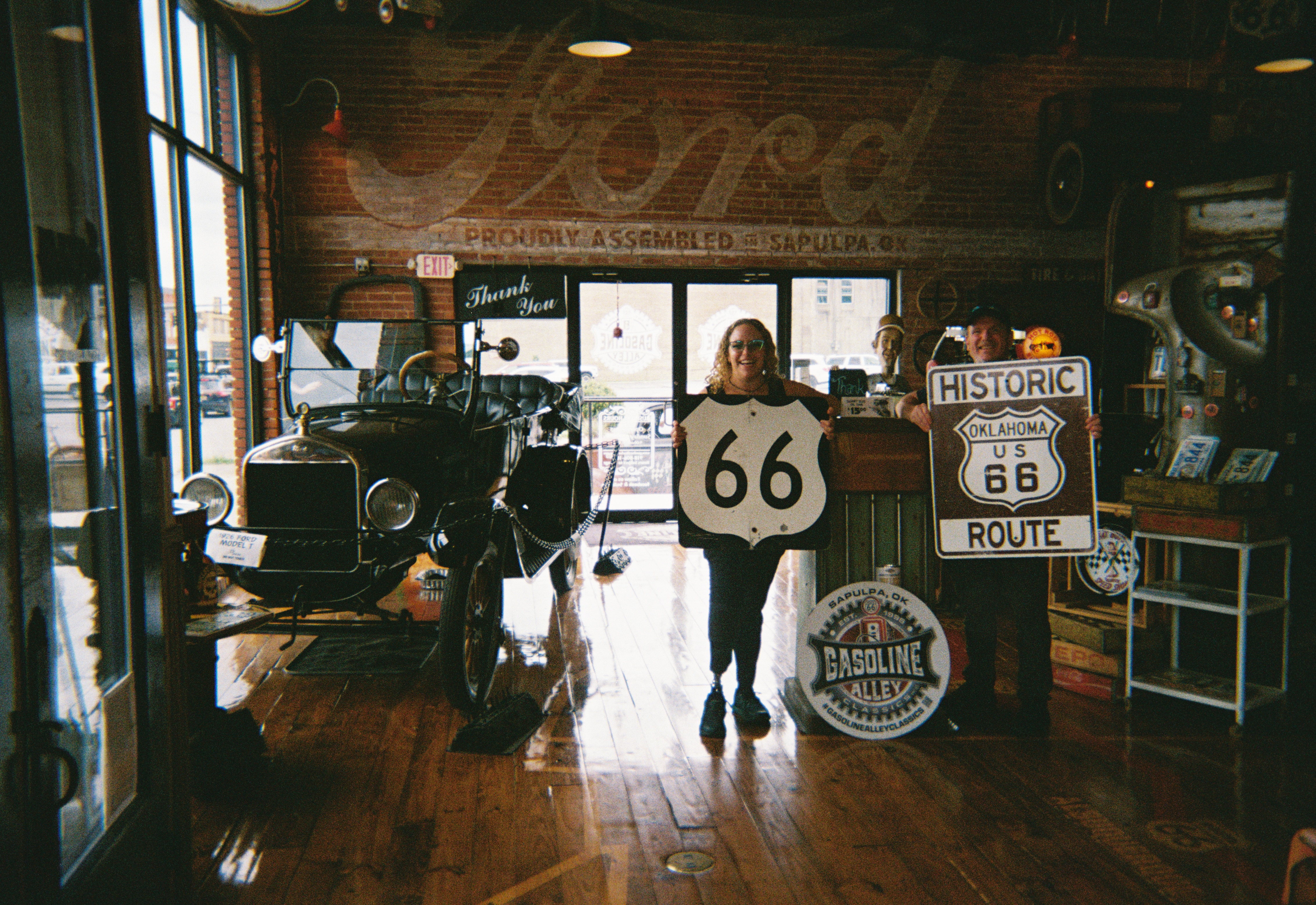 Gasoline Alley Classics in Sapulpa, Oklahoma, stocks Route 66 and Model T memorabilia. 