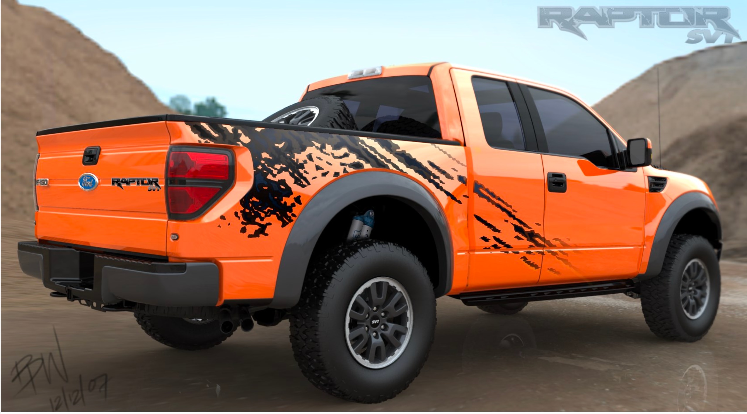 An original 2008 digital CGI rendering displays the initial design concept for the Raptor.