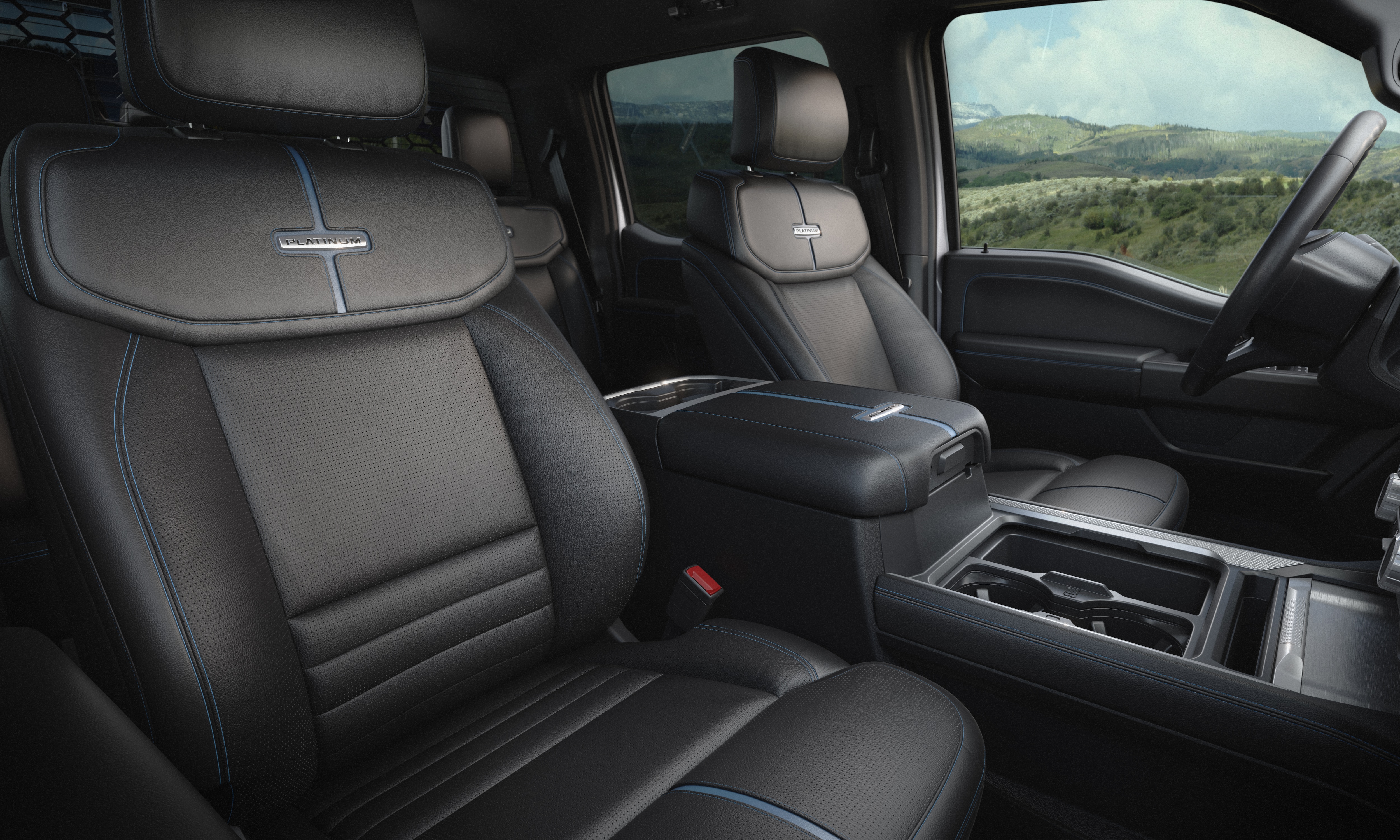 2027 Super Duty® F-550® Platinum® Chassis Cab black interior.