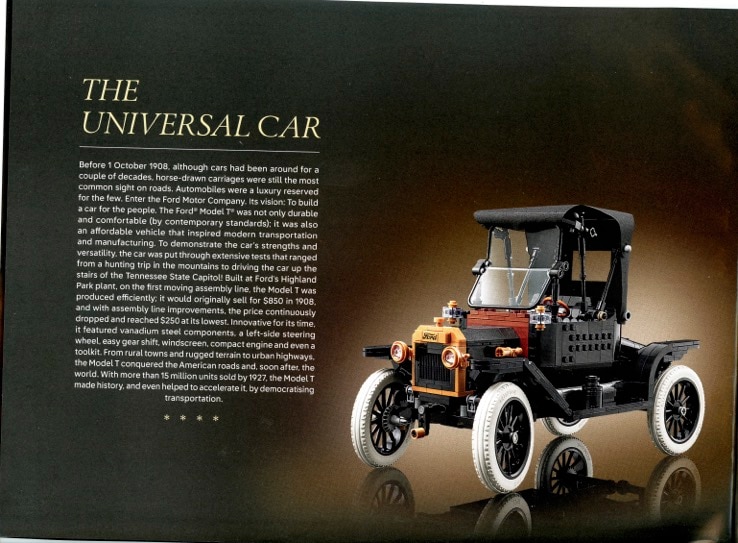 A page from the LEGO Icons Ford Model T instruction booklet.