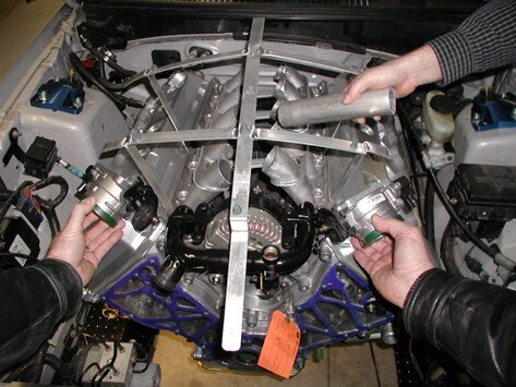 The beginning stages of custom fabrication of the intake manifold for the V10 Boss 351 Prototype, circa 2002.