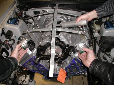 The beginning stages of custom fabrication of the intake manifold for the V10 Boss 351 Prototype, circa 2002.