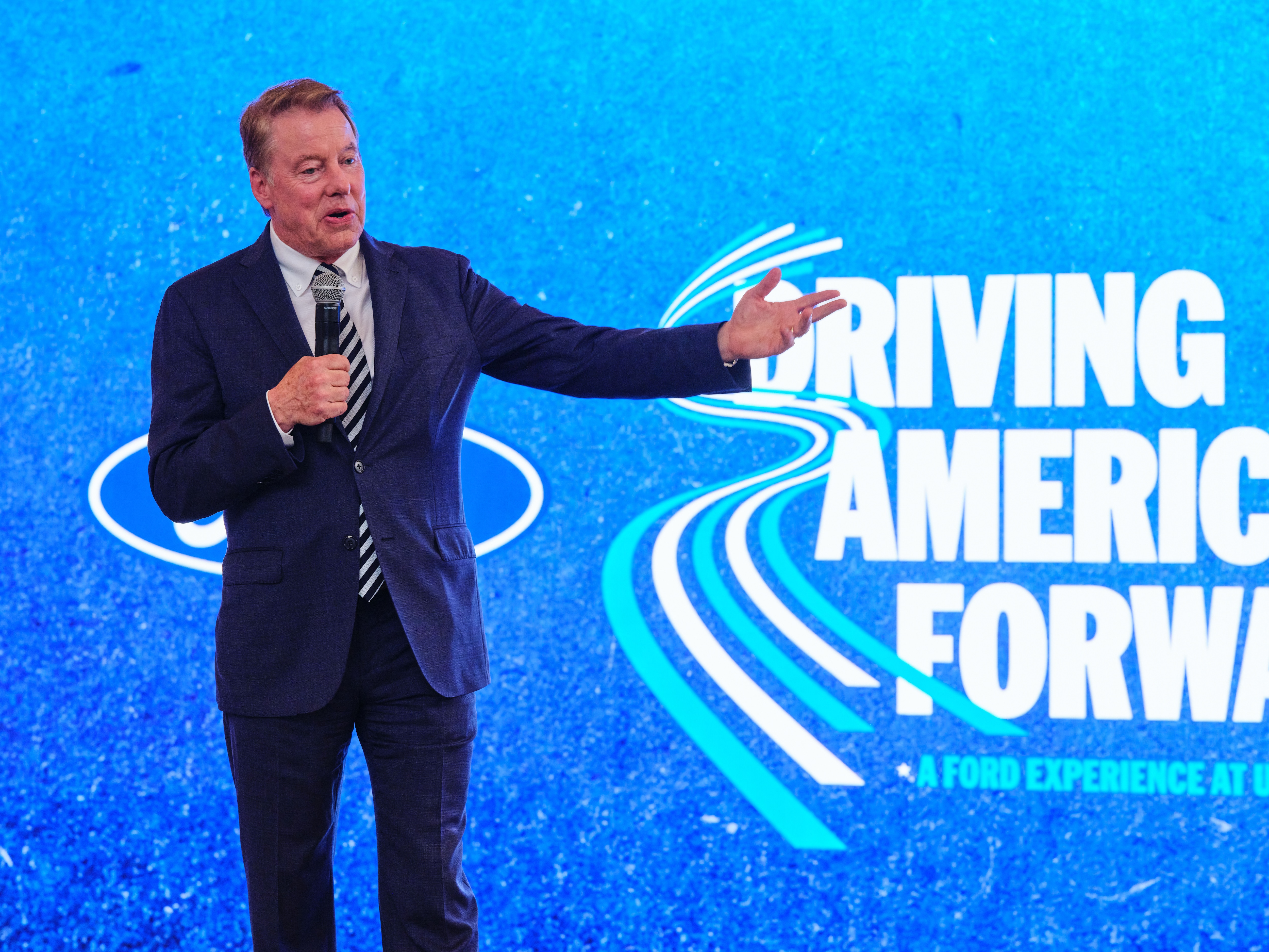 Executive Chair Bill Ford speaks at the Driving America Forward exhibit at Washington, D.C.'s Union Station.