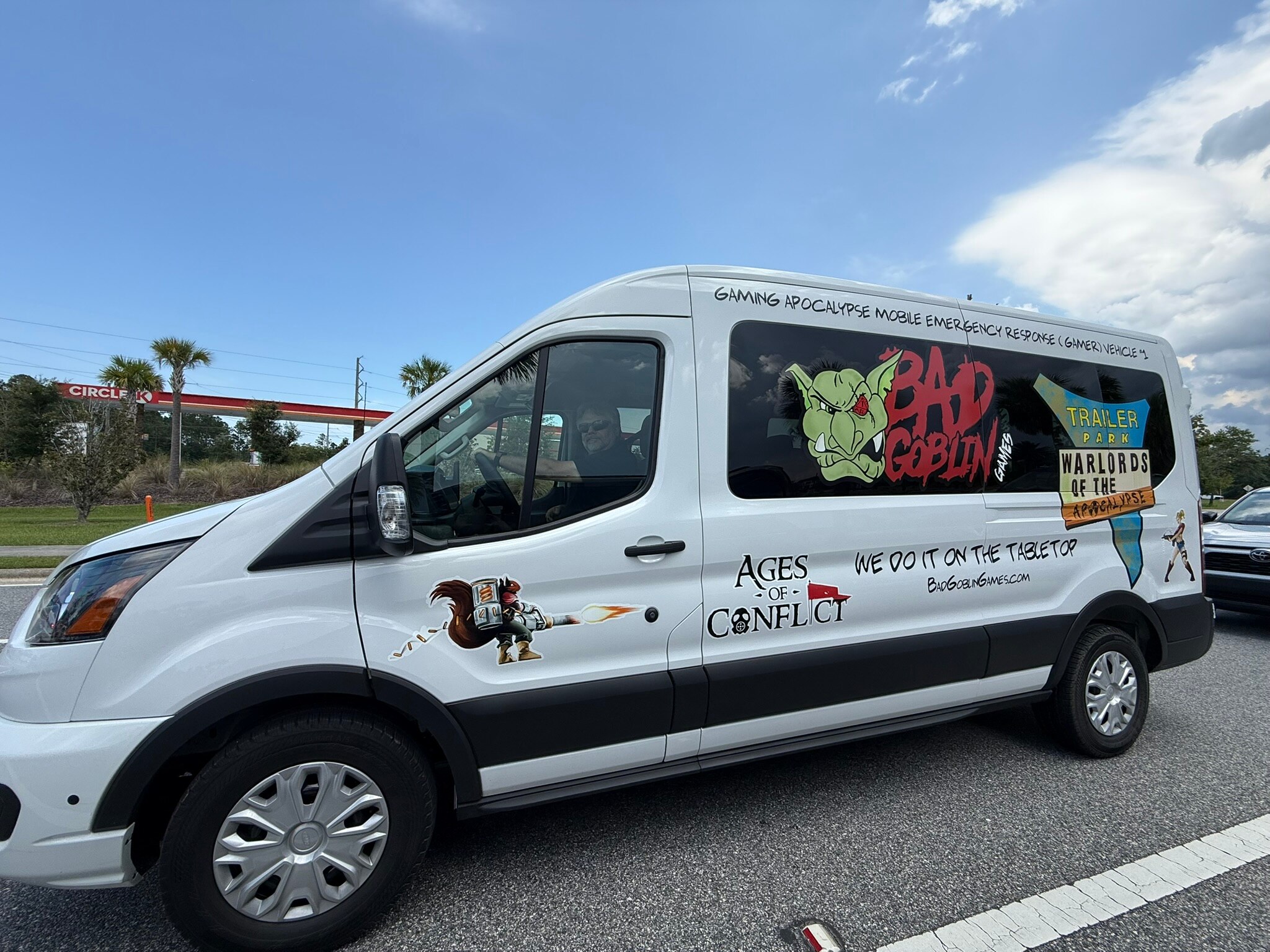  Bad Goblin Games uses a decaled 2025 Ford Transit passenger van to haul convention gear, serve as a mobile office, and generate walk-up sales through its eye-catching wrap.