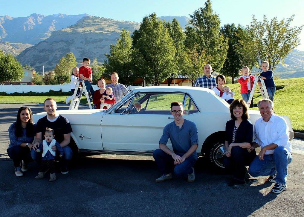 The family Mustang is at the center of each family photo from 1998 to 2025.